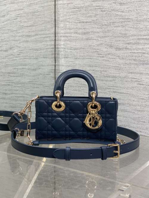 Dior D-Joy Mini Bag - Navy Lambskin with Cannage Stitching & Gold Hardware 1 Dior D-Joy Mini Bag - Navy Lambskin with Cannage Stitching & Gold Hardware