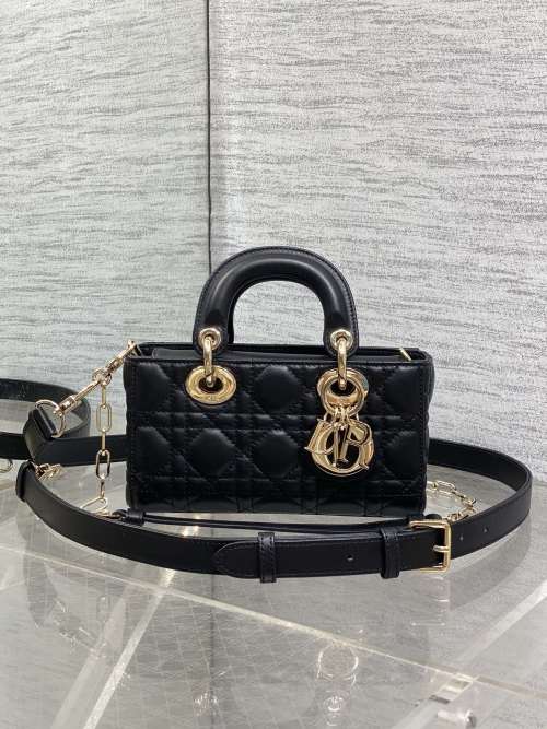 D-Joy Mini Black Lambskin Bag with Dual Straps and Cannage Stitching 1 D-Joy Mini Black Lambskin Bag with Dual Straps and Cannage Stitching