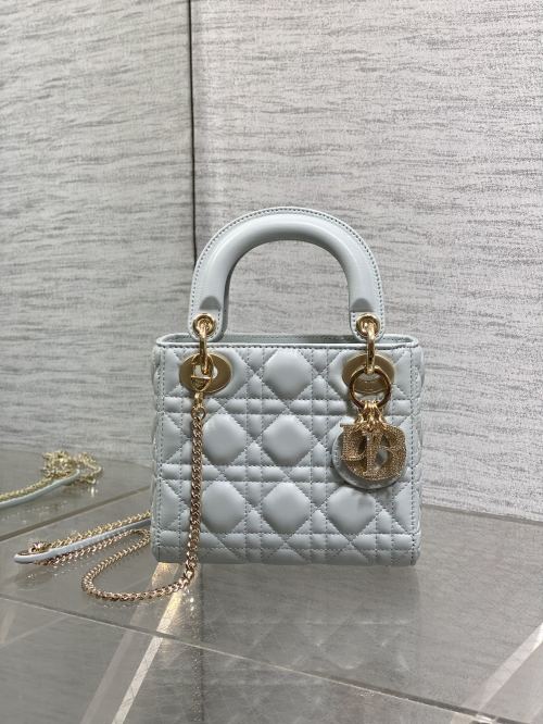 Dior Lady Dior Mini Bag Pale Blue Diamond Clasp Iconic Design 1 Dior Lady Dior Mini Bag Pale Blue Diamond Clasp Iconic Design