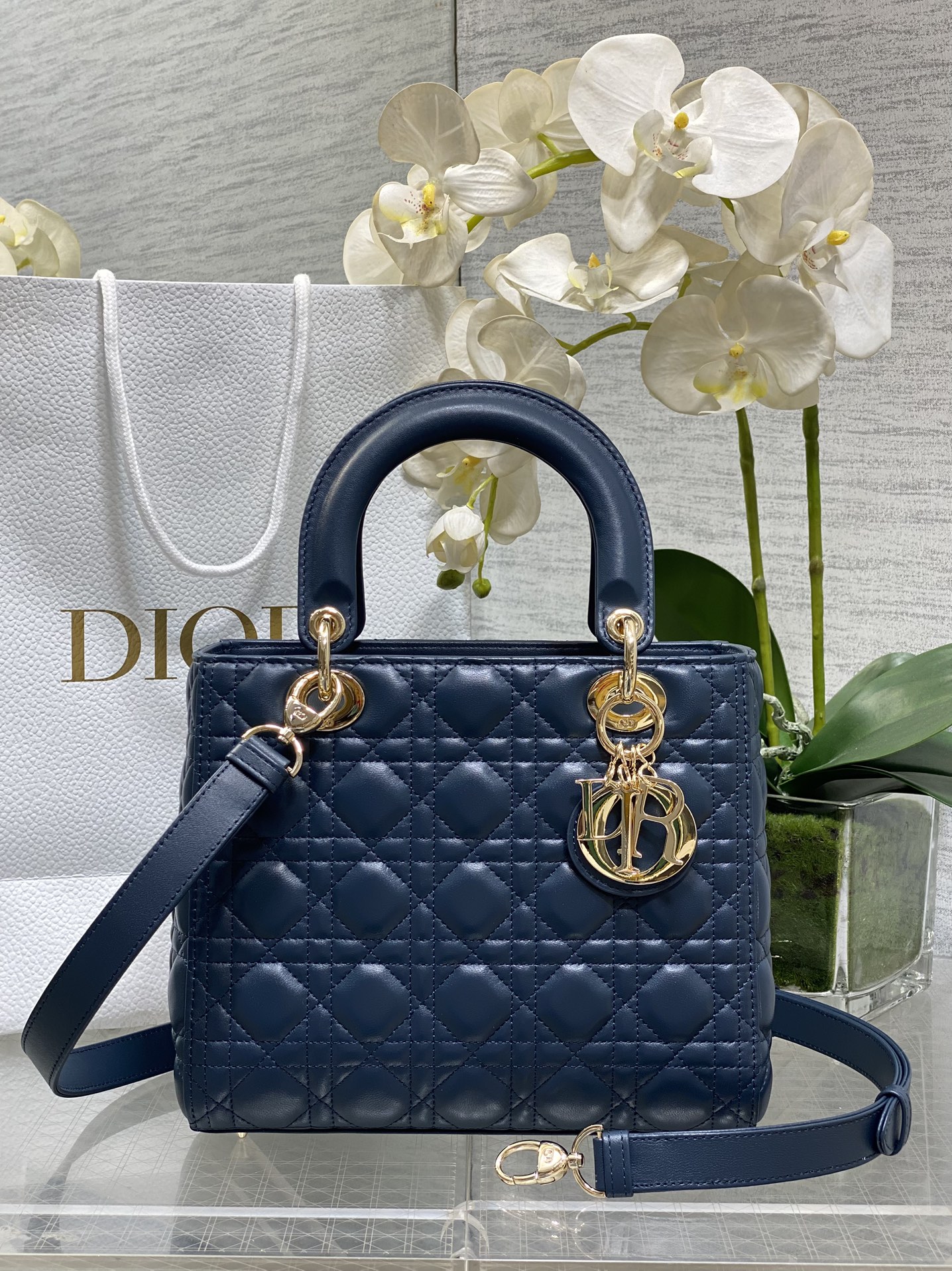 𝐋𝐚𝐝𝐲 cinco cuadrículas azul oscuro