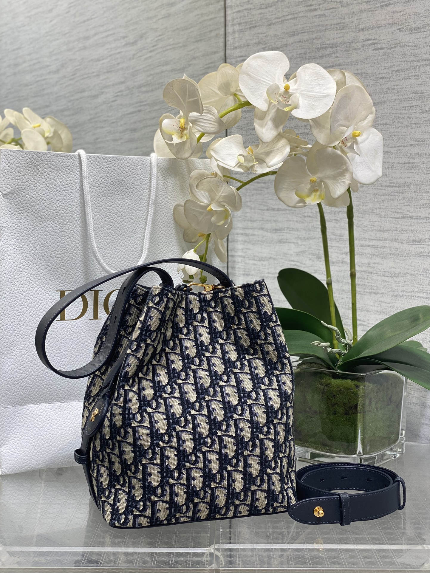 Dior Bucket Bag Blue Oblique shoulder everyday