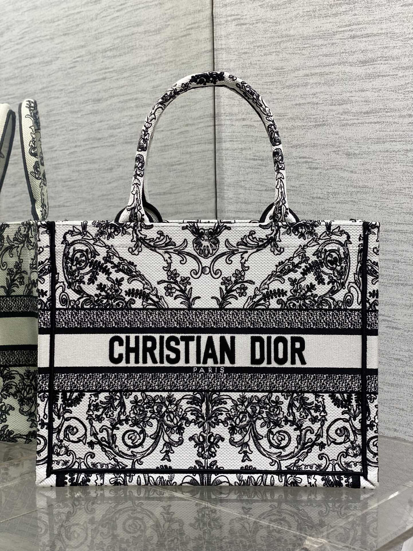 Dior Style Black Canvas Tote Bag Lookbook Reference image 1