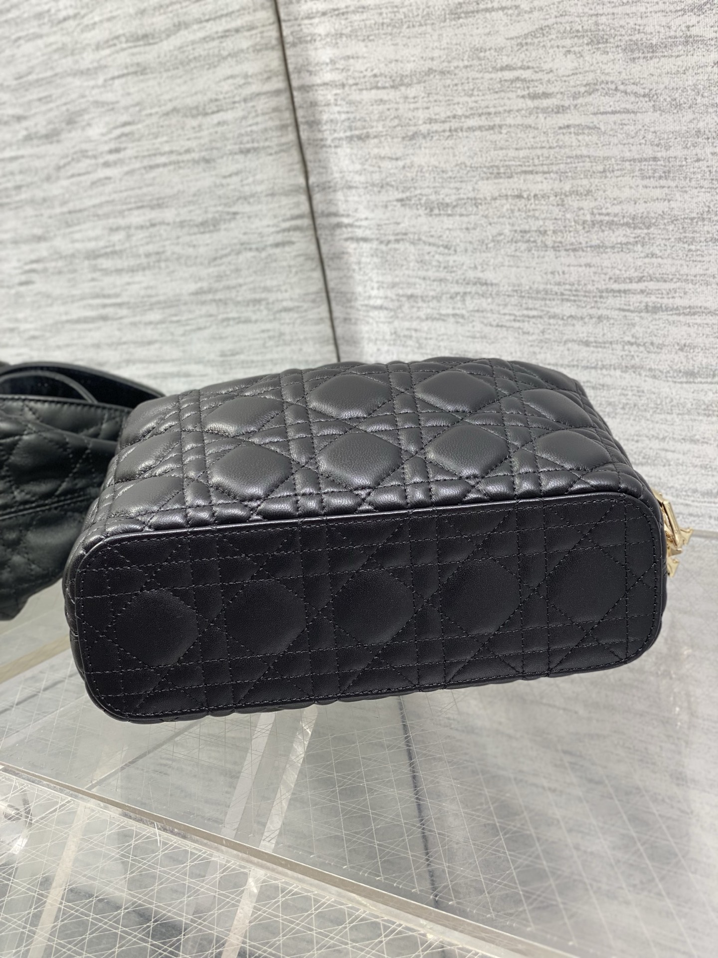 DIOR Black Quilted Foldover Tote Bag