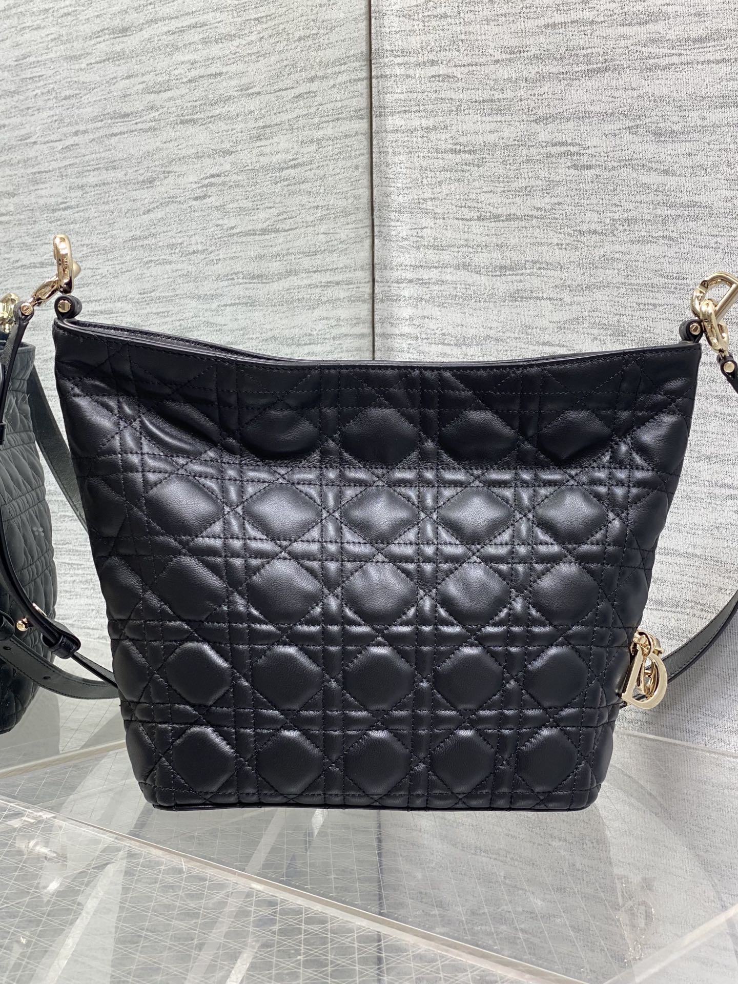 DIOR Black Quilted Foldover Tote Bag