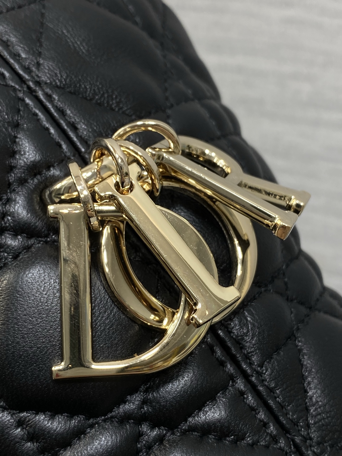 DIOR Black Quilted Foldover Tote Bag