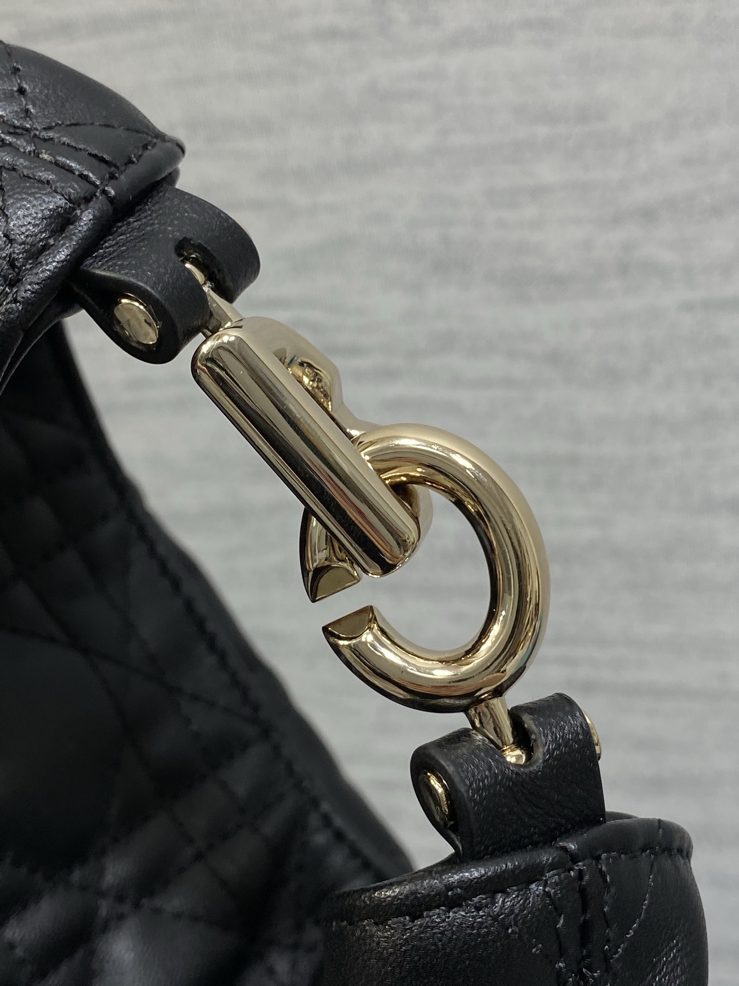 DIOR Black Quilted Foldover Tote Bag