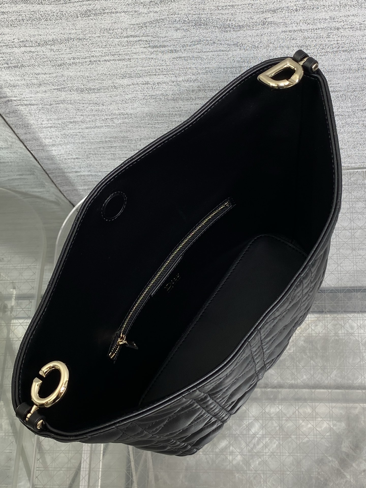 DIOR Black Quilted Foldover Tote Bag