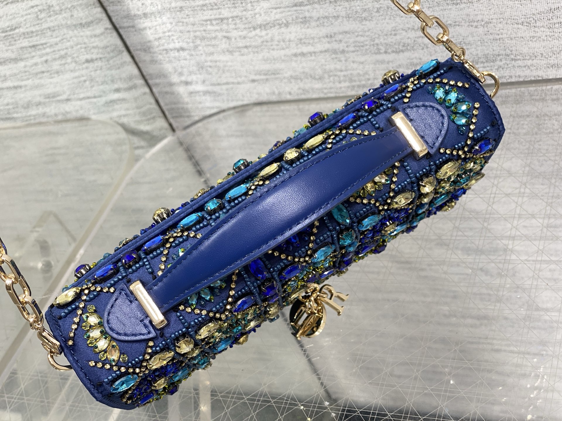dior blue beaded my dior mini bag