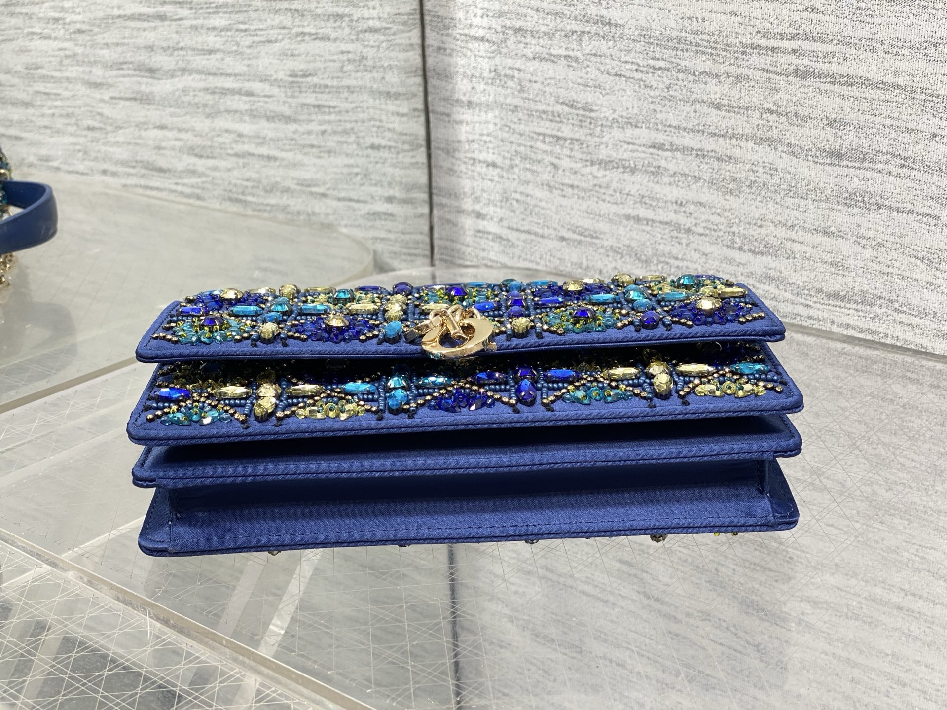 dior blue beaded my dior mini bag