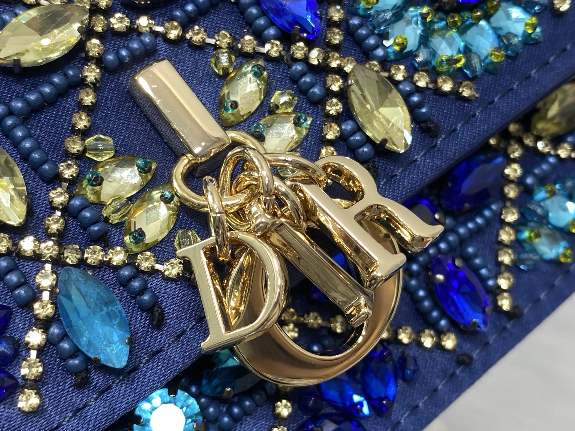 dior blue beaded my dior mini bag