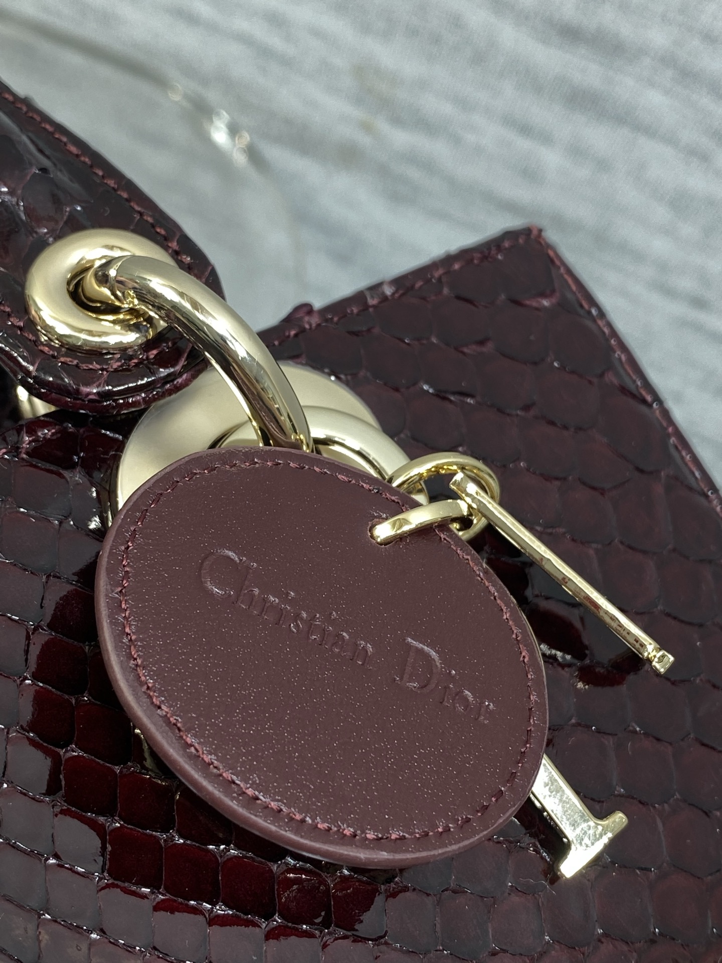 dior burgundy python lady d joy bag