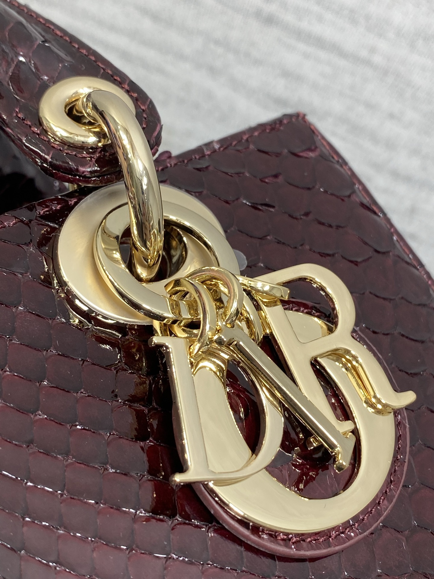 dior burgundy python lady d joy bag
