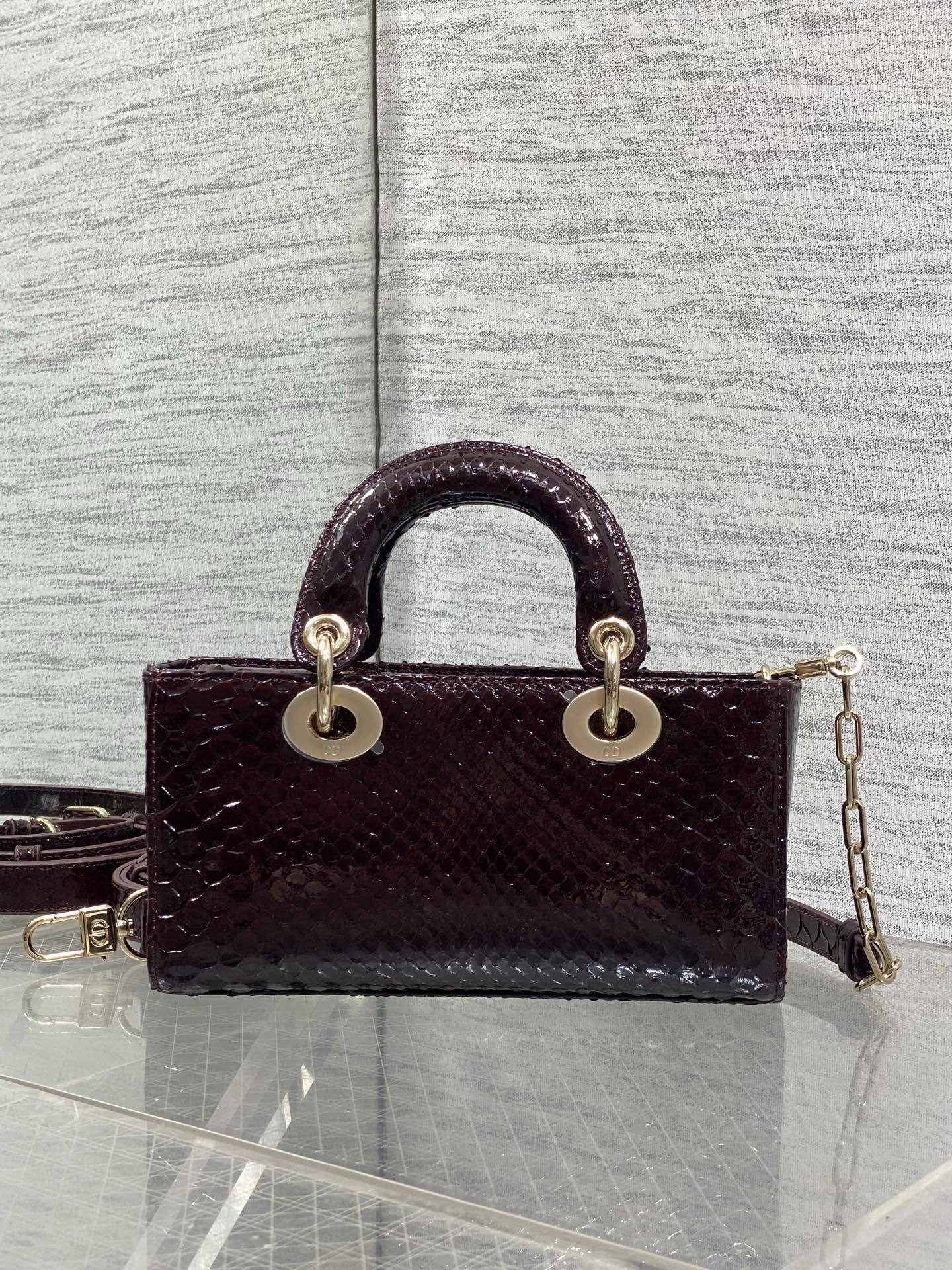 dior burgundy python lady d joy bag