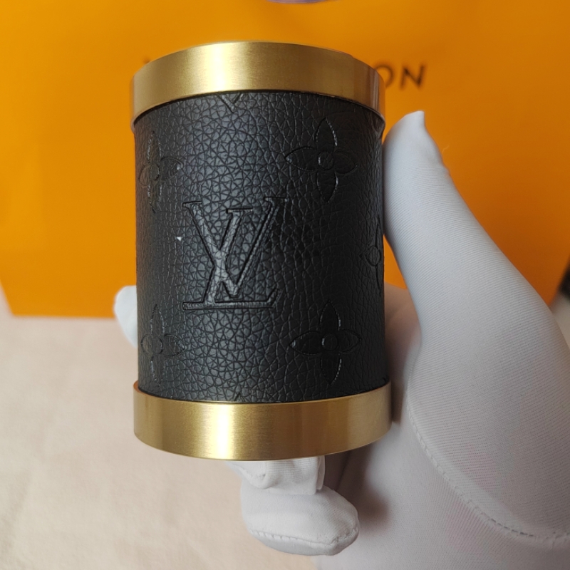 Solid brass storage cylinder / makeup brush and pen holder, wrapped in - Comprehensive