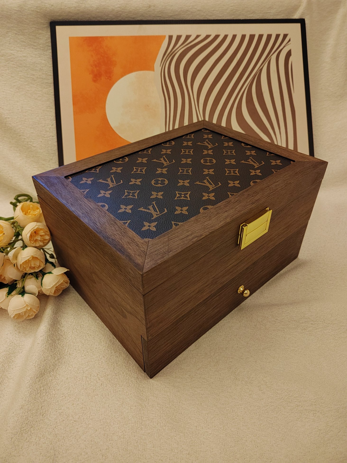Two-Tier Solid Wood Watch and Jewelry Box (4+2 Configuration) - Comprehensive 3