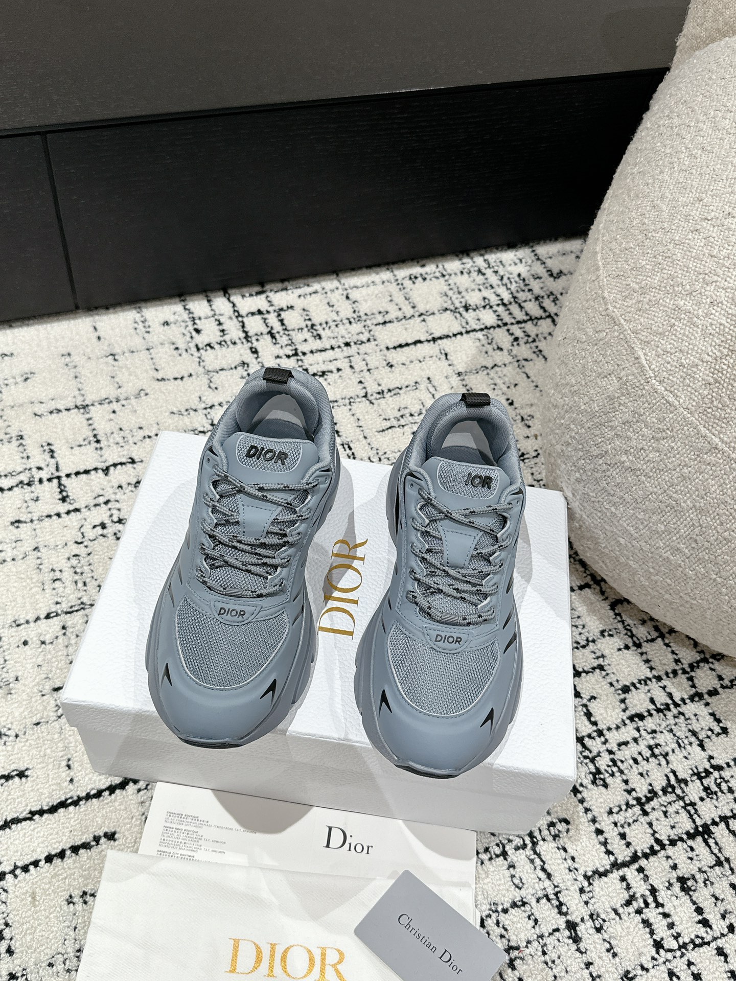 Dior Shoes Sneakers 2023 AAA Replica Customize
 Splicing Cowhide Mesh Cloth Fall Collection Vintage Casual