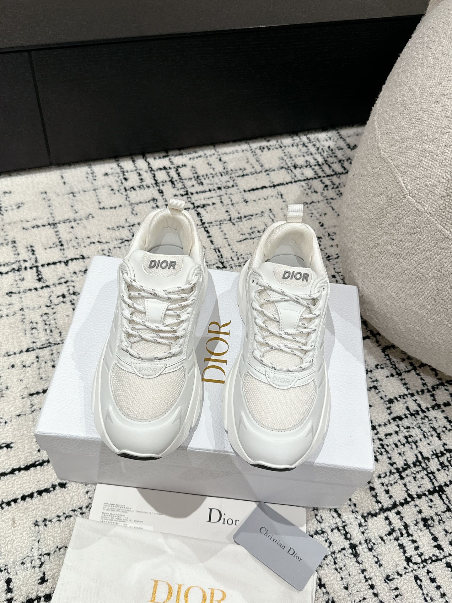 Dior Shoes Sneakers Splicing Cowhide Mesh Cloth Fall Collection Vintage Casual