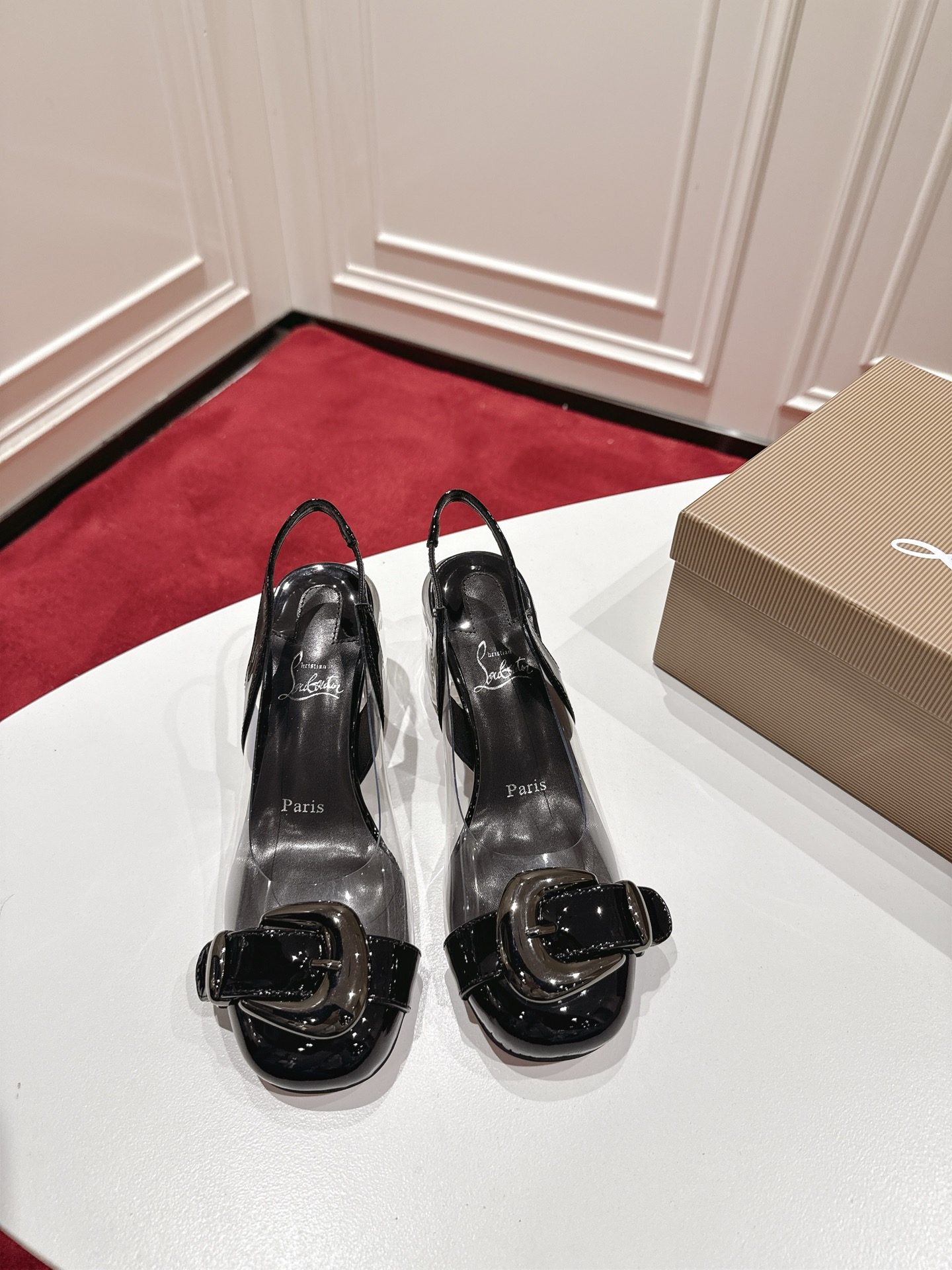 🆑 Versión superior caja original @ Christian Louboutin Sandalias francesas con puntera y tacón de cristal, sandalias f…