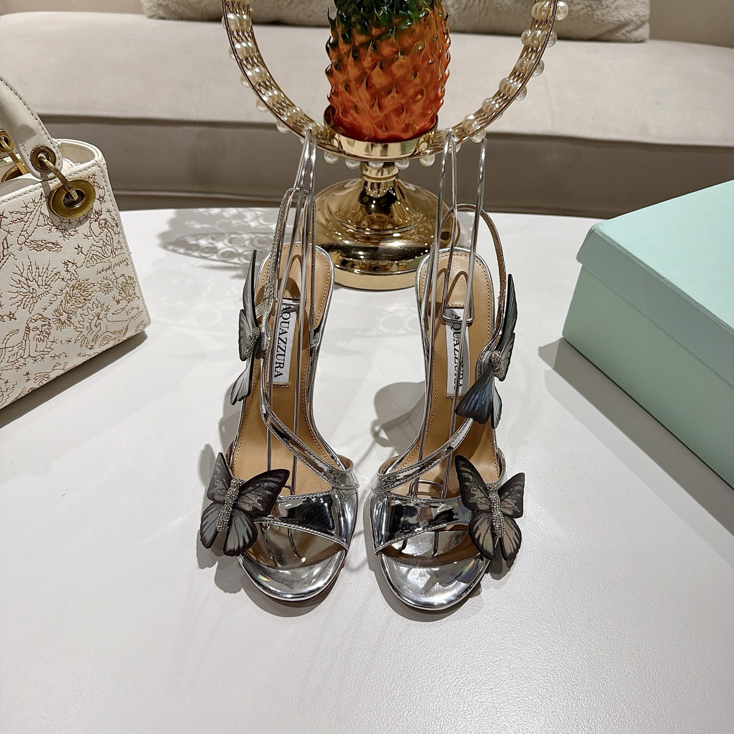 Piña 🍍Versión spot exclusiva @ Aquazzura (Aquazzura) Papillon Butterfly Series ❤︎ Forro: Forro de piel de oveja perlad…