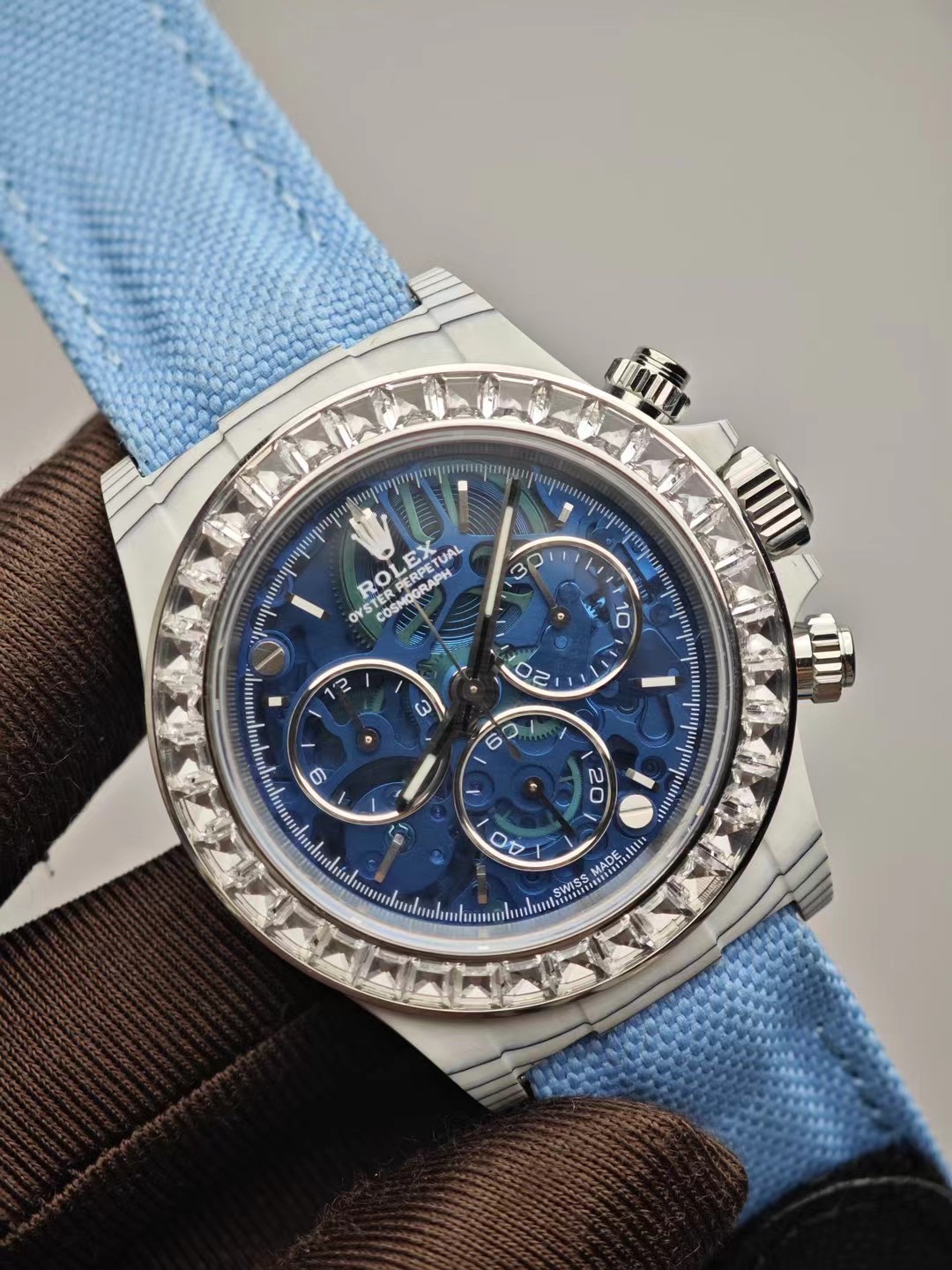 NO:392581,M modified fiber blue and white diamond,19860909M改装 纤维蓝白钻,,Watch
