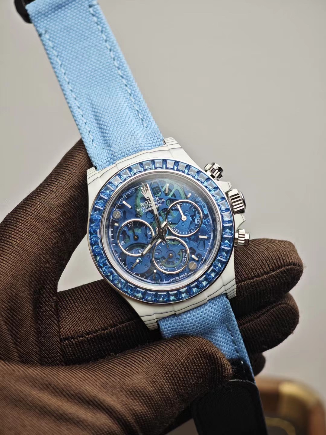 NO:392585,M modified fiber ice blue diamond,19860909M改装 纤维冰蓝钻,,Watch