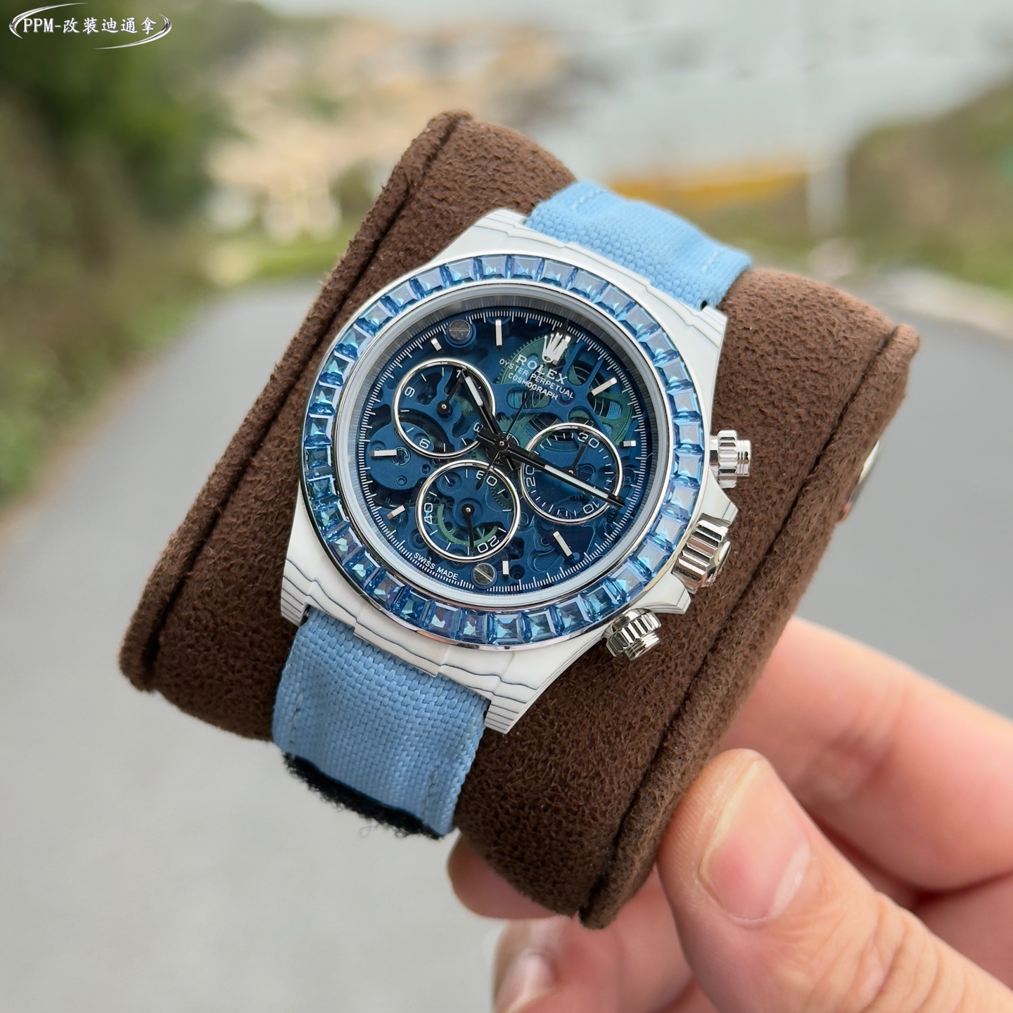 NO:158793,M modified fiber ice blue diamond,19860909M改装 纤维冰蓝钻,,Watch