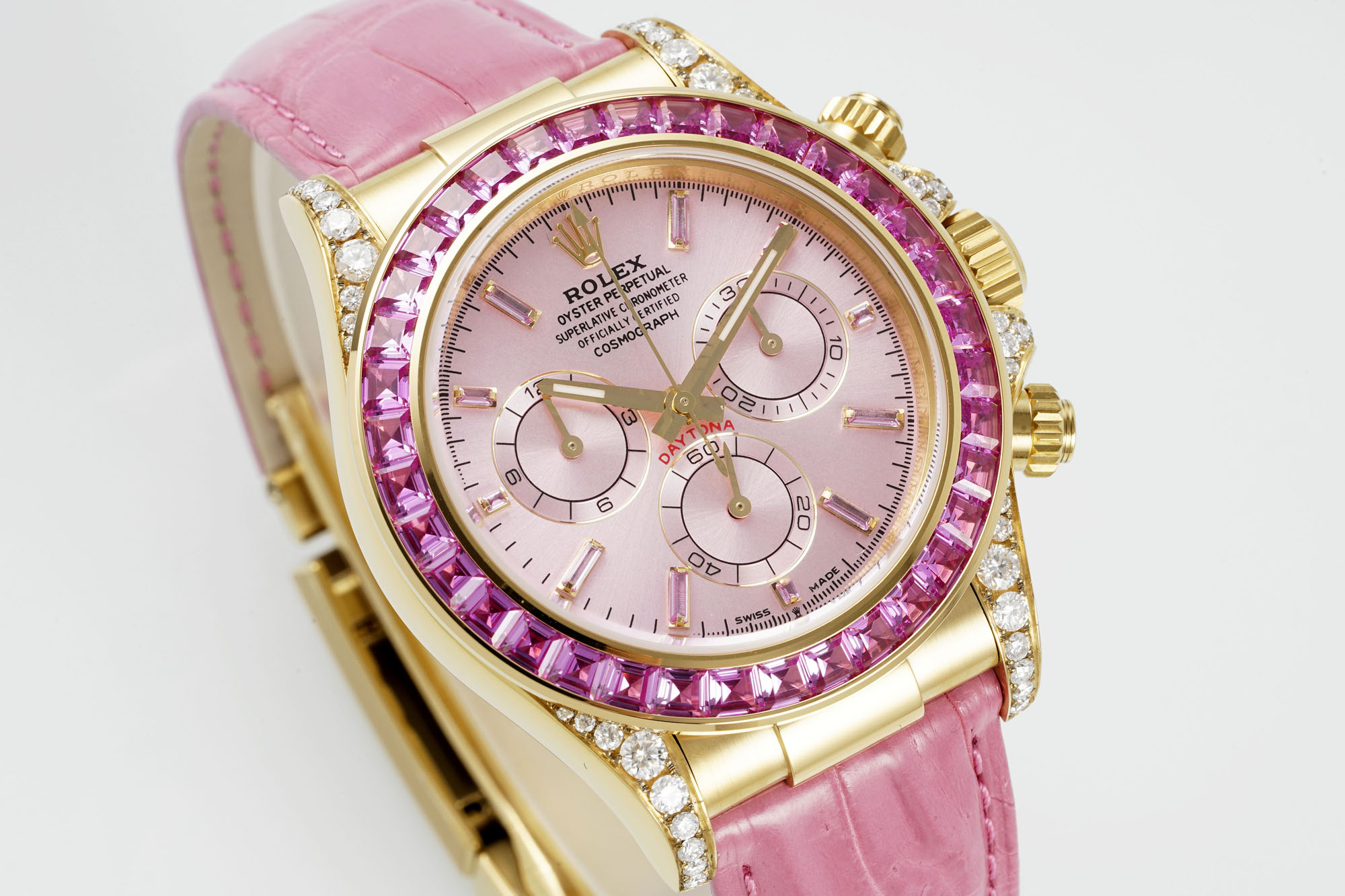 NO:728525,M Daytona 126538TRO Barbie Pink 36 Pink Colorful Feet Moissanite,19860909M 迪通拿 126538TRO芭比粉 36个粉色彩宝 脚位莫桑钻,,Watch