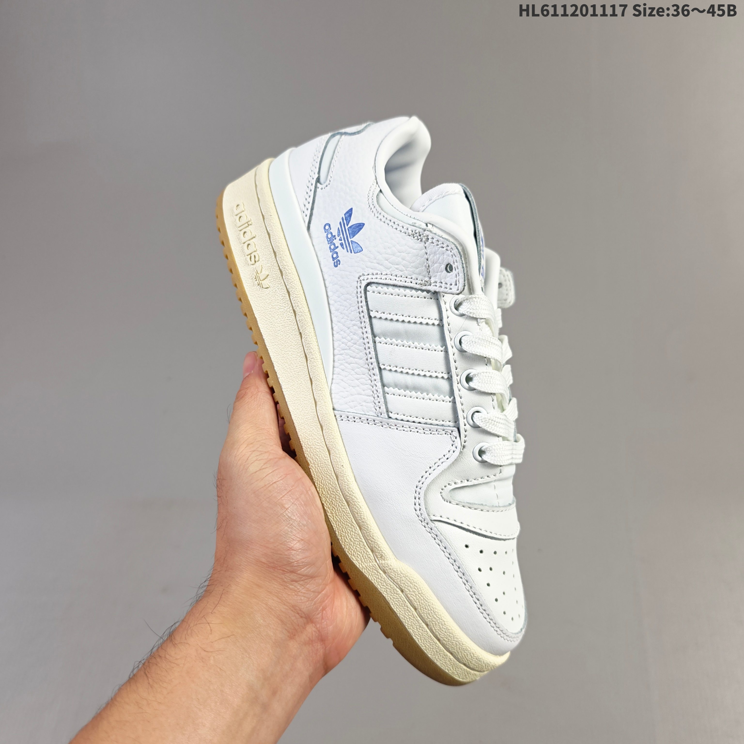 集合二 Adidas/阿迪达斯,男女鞋真标半码全新RB耐磨橡胶外底组合外露轻量EVA中底缓震嵌片❗ 最近超级火的一双鞋,阿迪达斯Adidas三叶草 Originals Forum 84 Low 罗马系列魔术贴低帮复古系带百搭休闲运动板鞋“皮革白黑 FY7757 编码:HL611201117 B