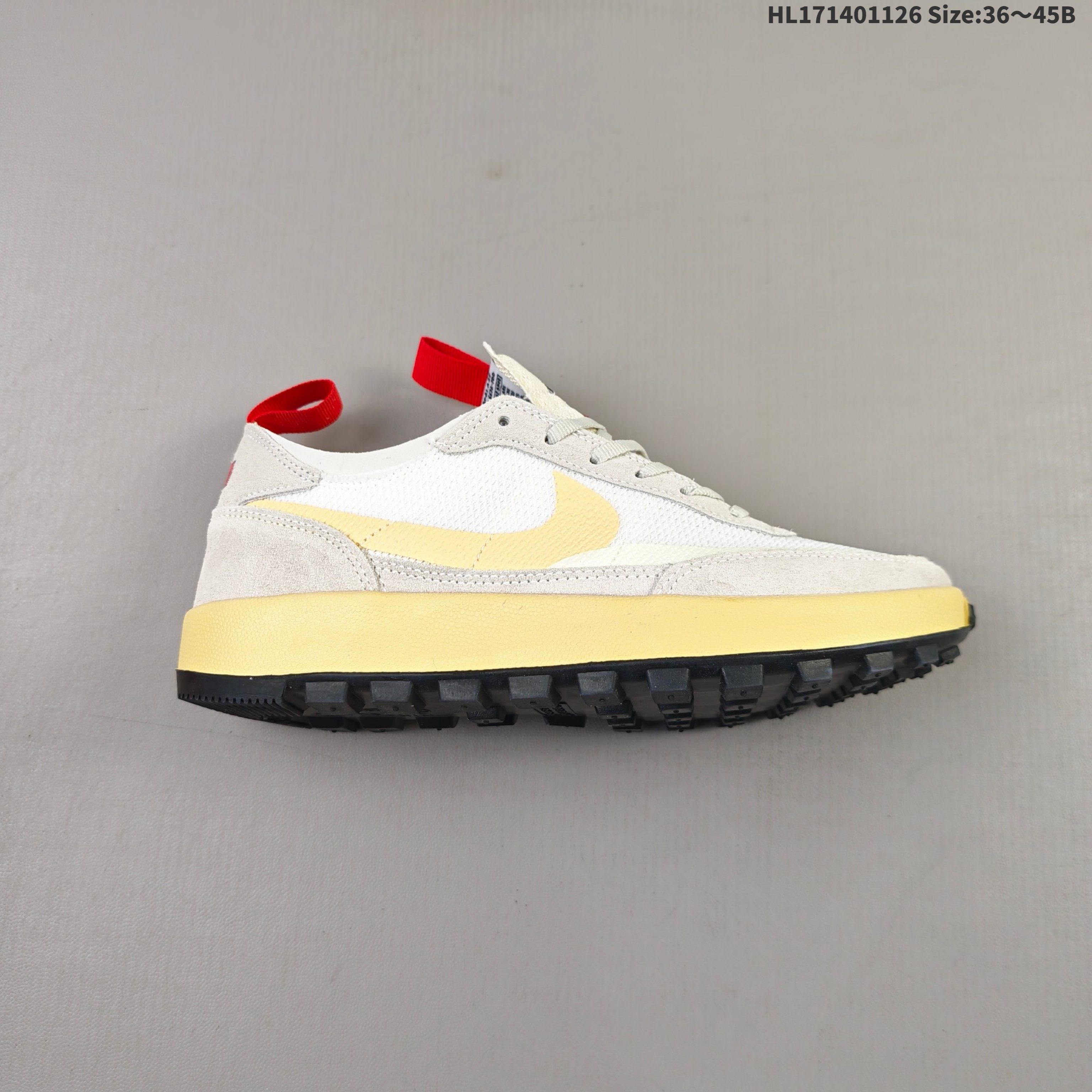 公司级✅Tom Sachs x Nike General Purpose Shoe 耐克 联名款低帮运动休闲板鞋 此款耐用的翻毛皮和加固网眼布构成了这双鞋的整体鞋面 鞋舌和鞋跟上的拉环为这款以球场为灵感的鞋款注入了非标准功能 货号:DA6672-200 ID:HL171401126 B