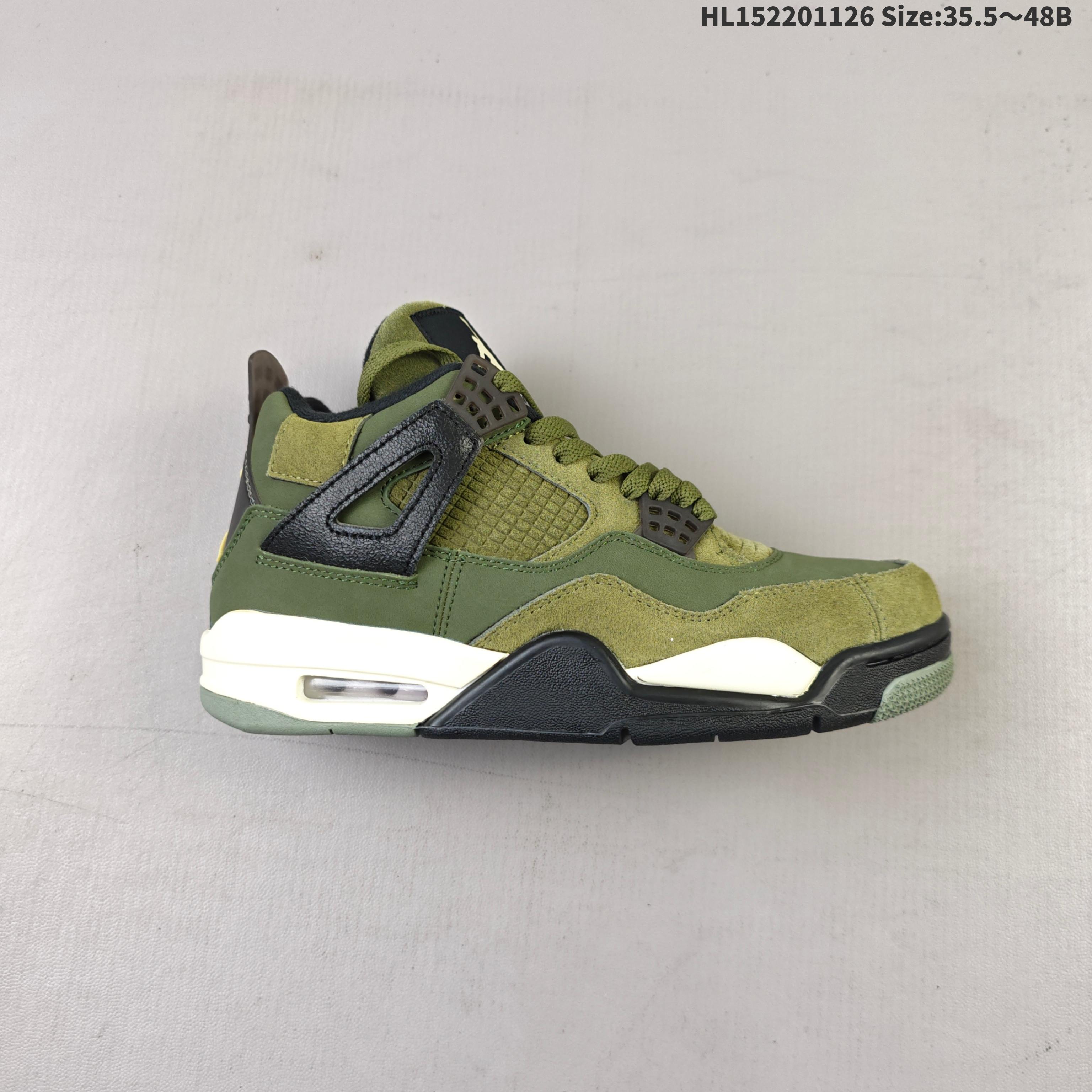 💰220 
PK Air Jordan AJ4 Retro "Olive Canvas" 军绿色 FB9927-200 AJ4 乔4耗时半年巨作 全套原纸板楦头开发 原厂特供皮料加持 确保原汁原味 完美呈现四代版型 一比一鞋头弧度高度鞋身弧度 数据细节工艺流程均保持原鞋一致 原厂TPU网格鞋带扣 正确内里网布 菱角分明不变形无多余毛边 柔软性质感一致于原鞋 原厂织唛标 原厂飞人电绣工艺 尾指中部跳三针 独家绑鞋带手法 印刷中底布 四线拉帮 米色美纹纸贴合固定 进口港宝加持 后跟自然饱满 全鞋荧光划线卡点 追求极致完美 每一双都是工艺品 多重QC质检 超越公司货的品控标准 实实在在的免检产品 尺码：35.5 36 36.5 37.5 38 38.5 39 40 40.5 41 42 42.5 43 44 44.5 45 46 47.5 48HL152201126 Size:35.5～48B