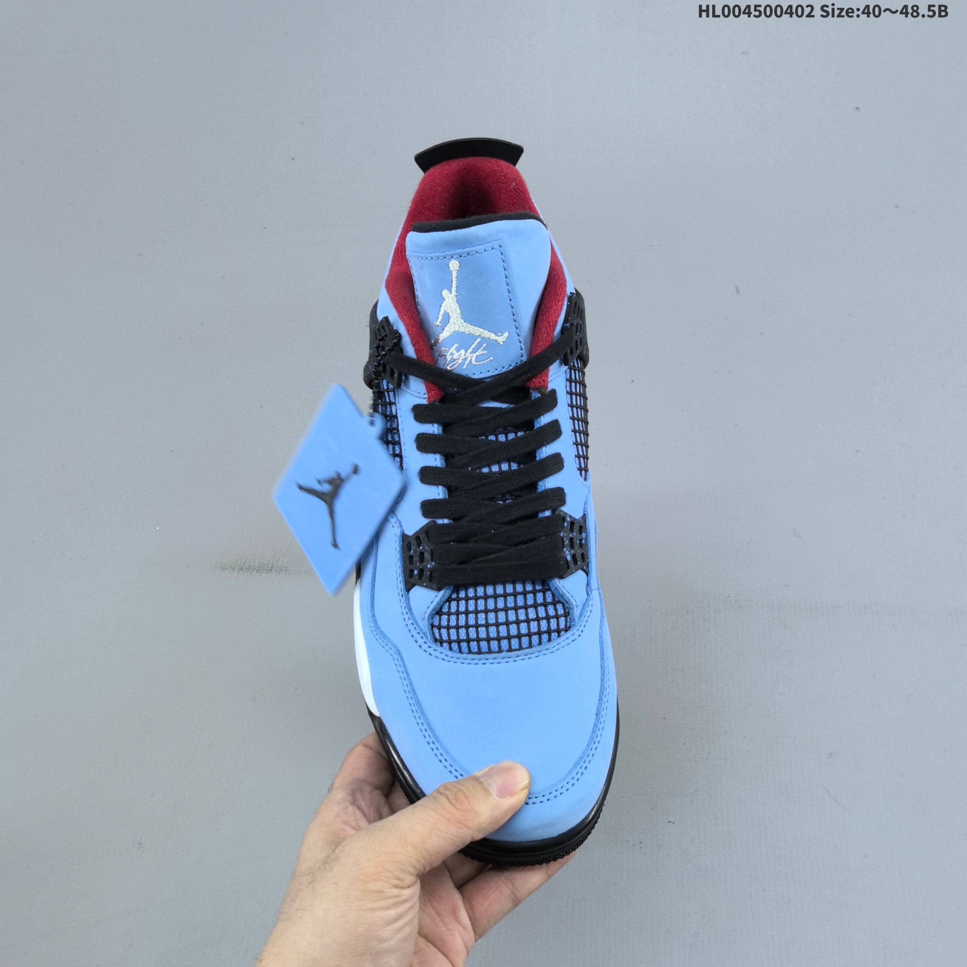 480 纯原版本 麂皮 Travis Scott Cactus Jack x Air Jordan 4 Retro 蓝麂皮 AJ4 乔丹4代 aj4 乔4 蓝联名 冰蓝 308497-406