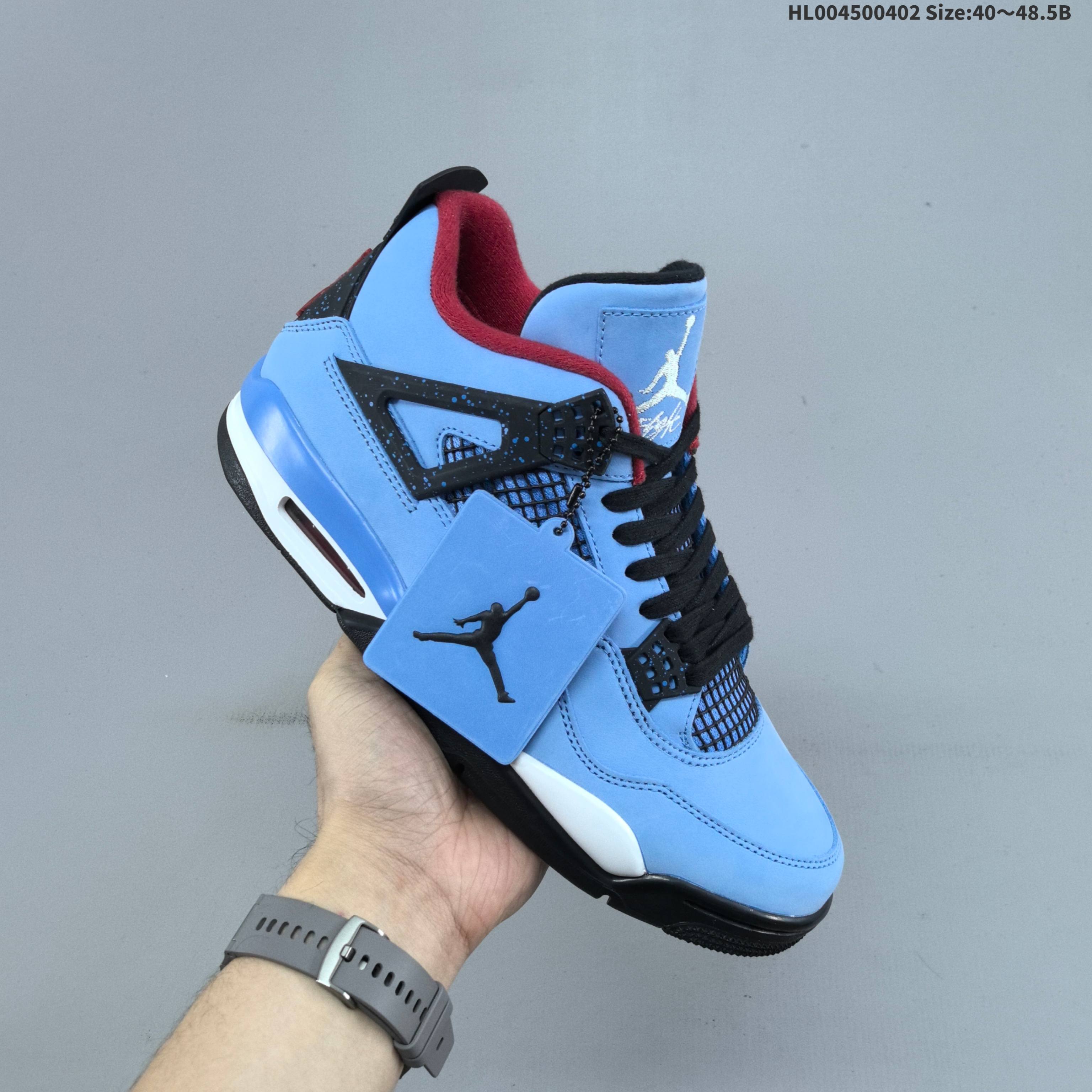 480 纯原版本 麂皮 Travis Scott Cactus Jack x Air Jordan 4 Retro 蓝麂皮 AJ4 乔丹4代 aj4 乔4 蓝联名 冰蓝 308497-406
