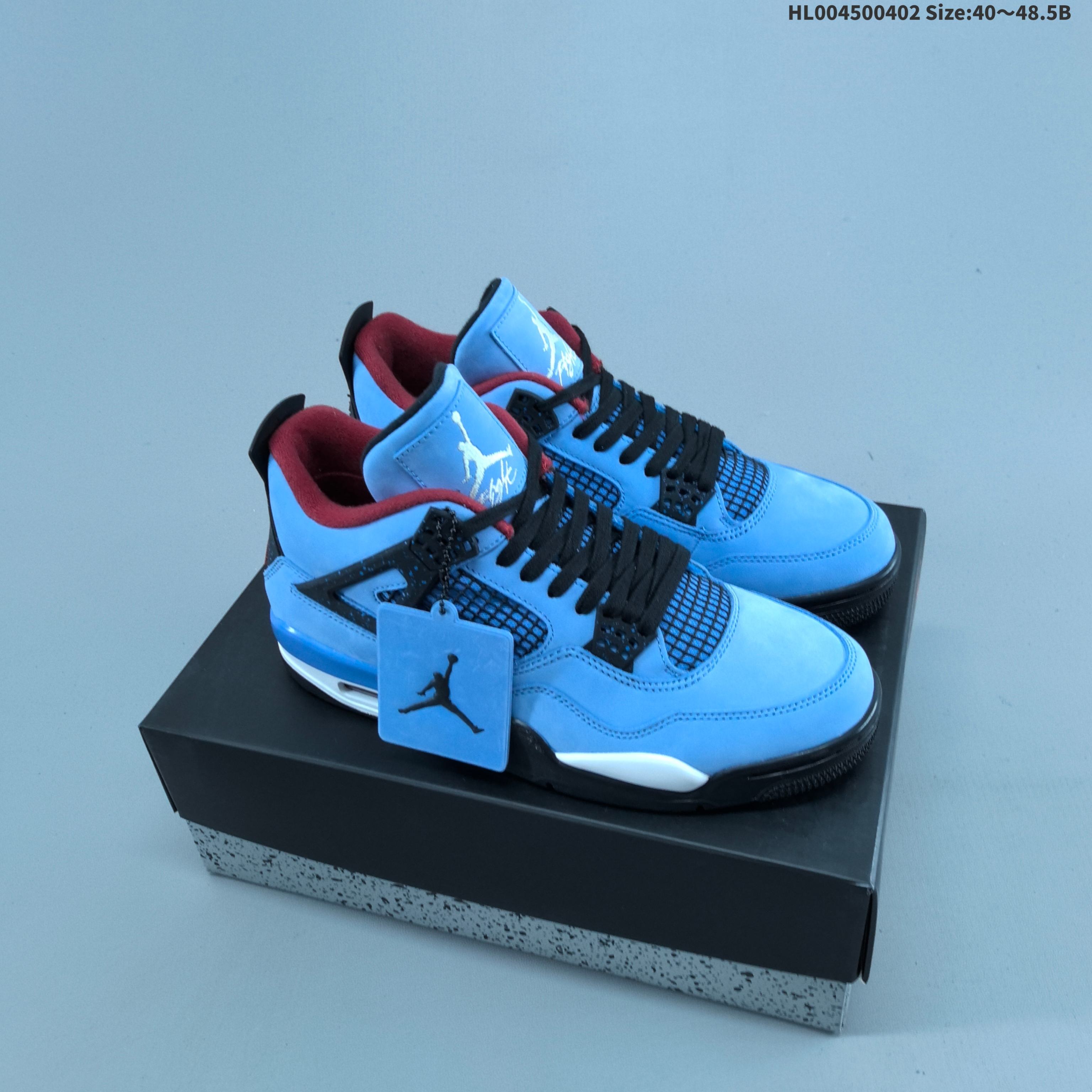 480 纯原版本 麂皮 Travis Scott Cactus Jack x Air Jordan 4 Retro 蓝麂皮 AJ4 乔丹4代 aj4 乔4 蓝联名 冰蓝 308497-406