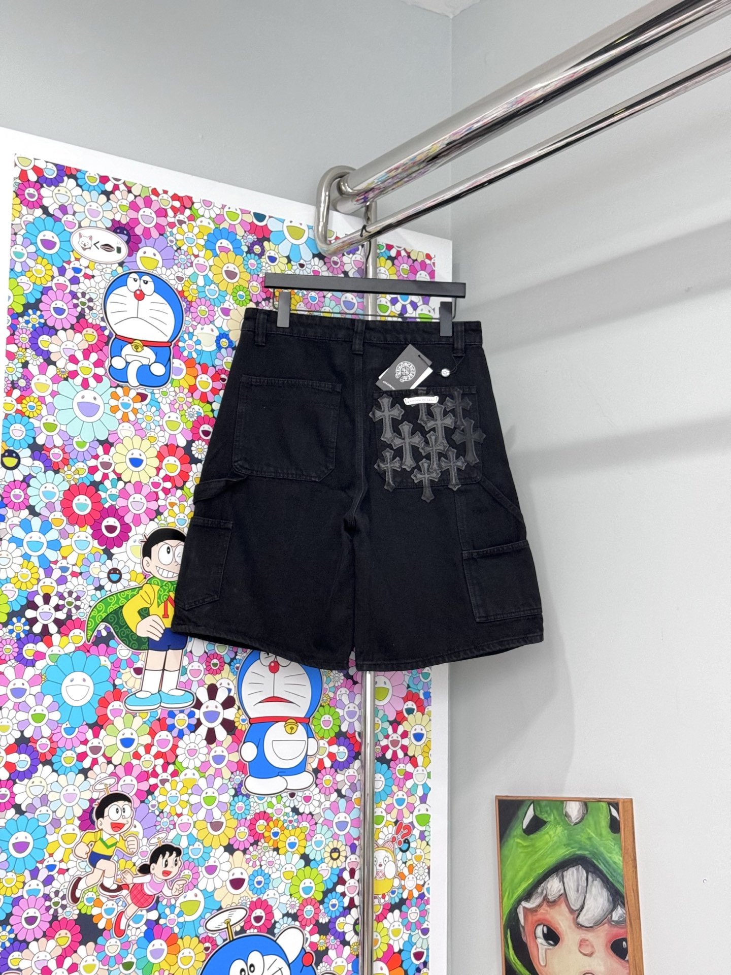 Chrome Hearts Chrome Hearts SS26刺绣拼皮牛仔短裤
