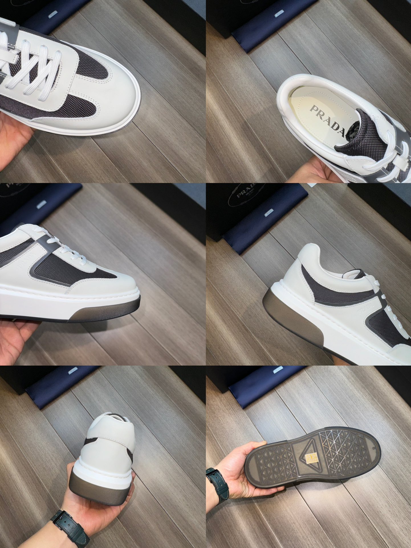 [PRADA] Prada P260-Calidad de gama alta Original única- Parte superior: piel de becerro Napa, tela d