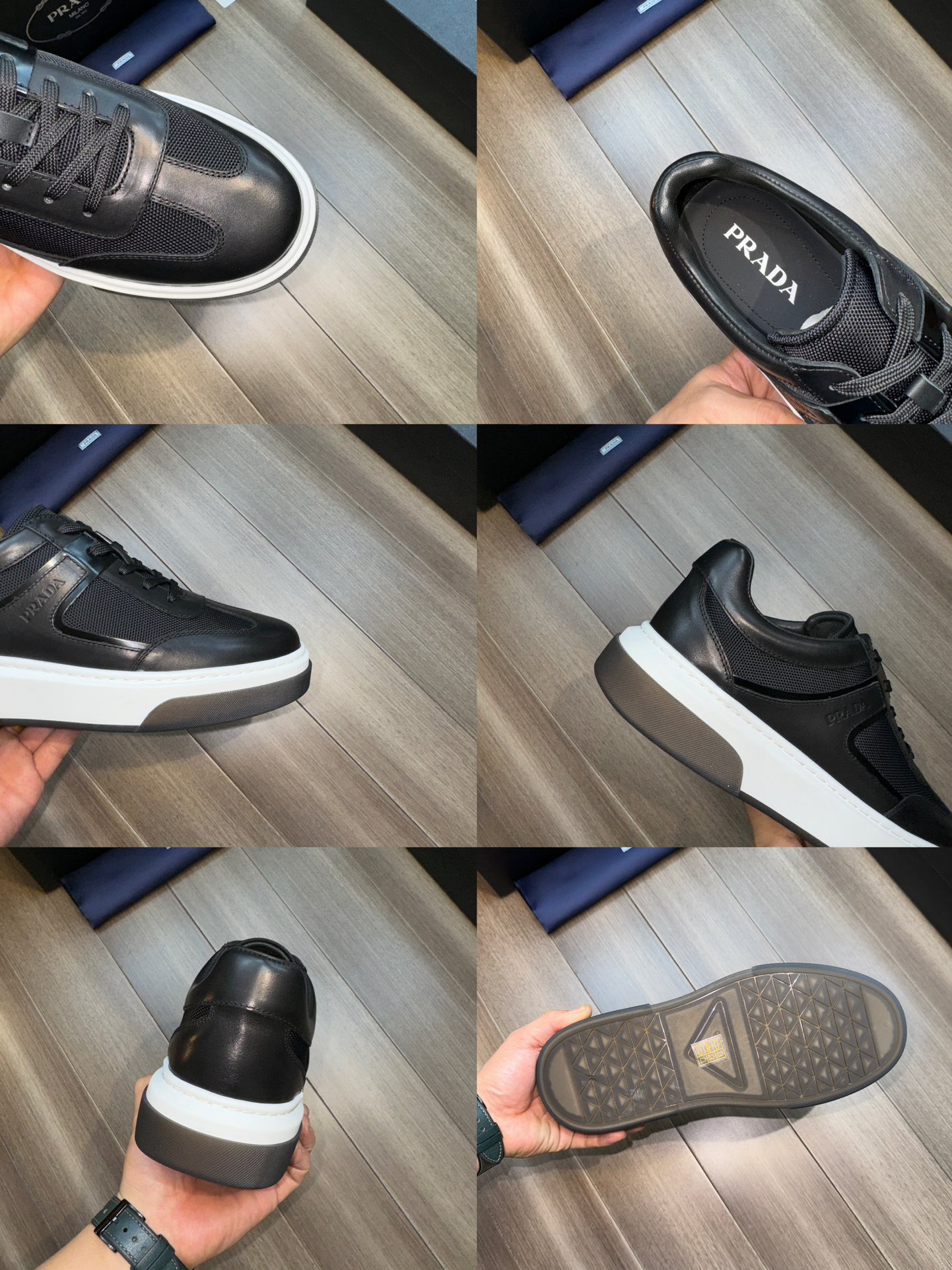 [PRADA] Prada P260-Calidad de gama alta Original única- Parte superior: piel de becerro Napa, tela d