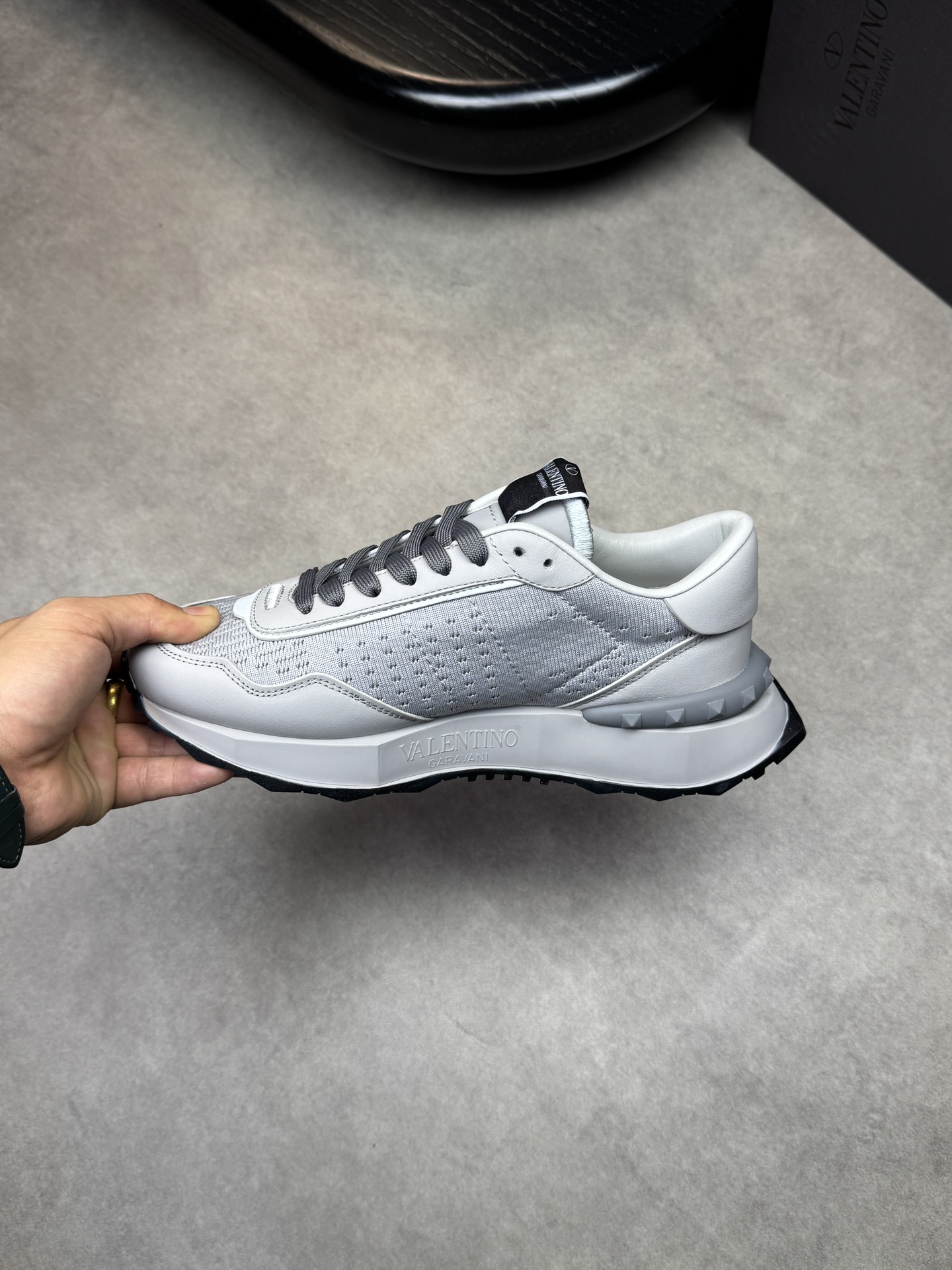 VALENTINO Garavani Gray Leather & Fabric Men's Runner Sneakers Size 39-44 6 i1741802762 1309 4