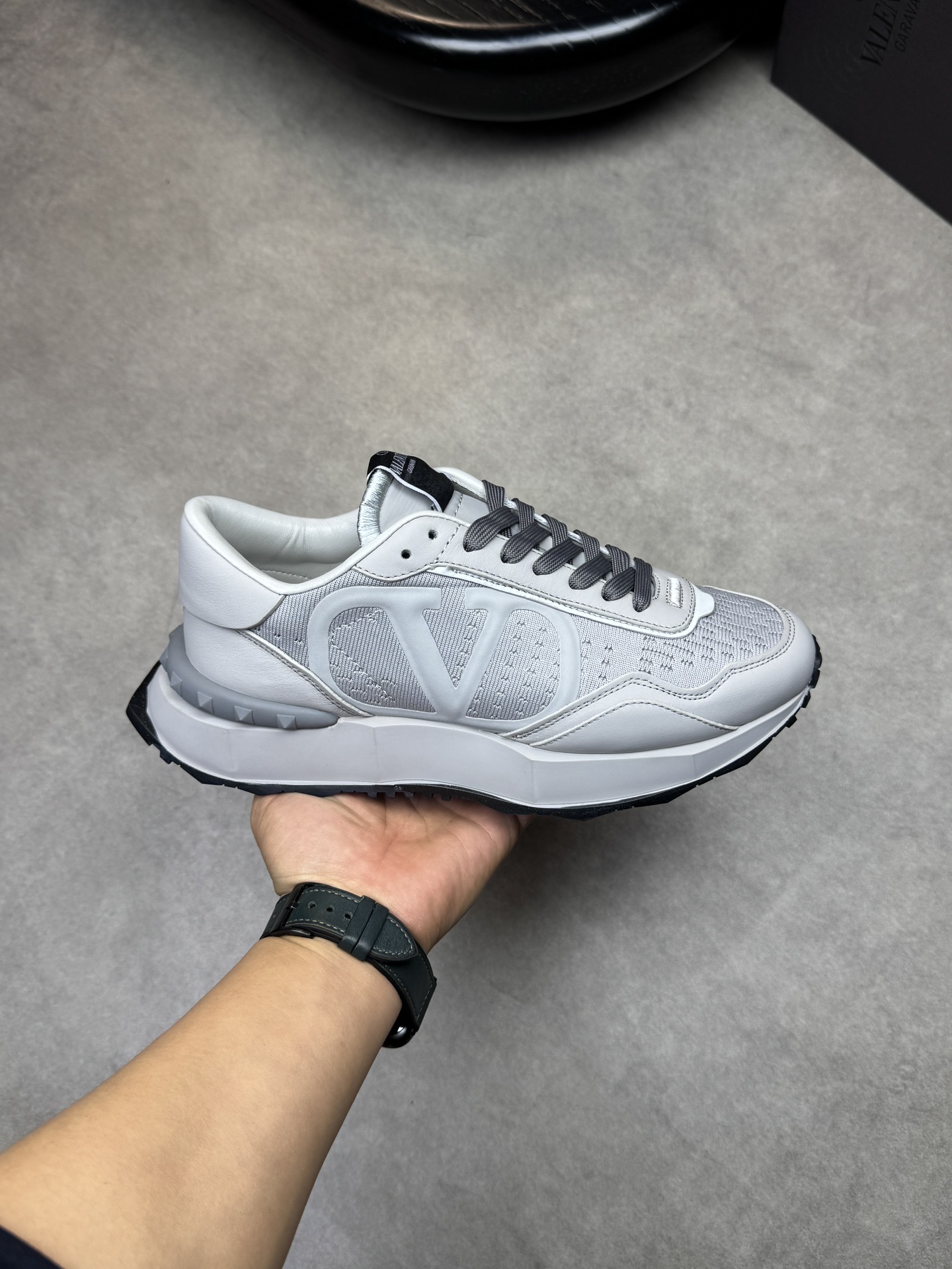 VALENTINO Garavani Gray Leather & Fabric Men's Runner Sneakers Size 39-44 5 i1741802762 4183 3