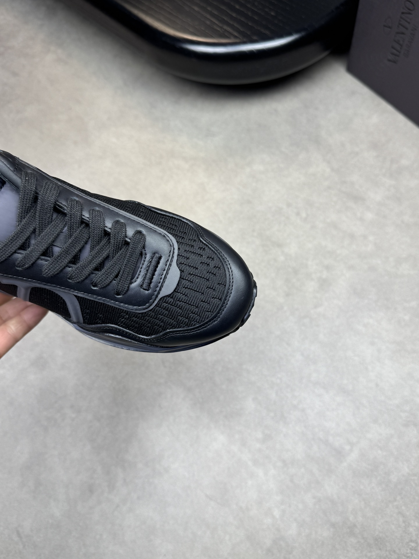Valentino Garavani Men's Nappa Leather Logo Sneakers - Black 7 i1741803051 7942 4
