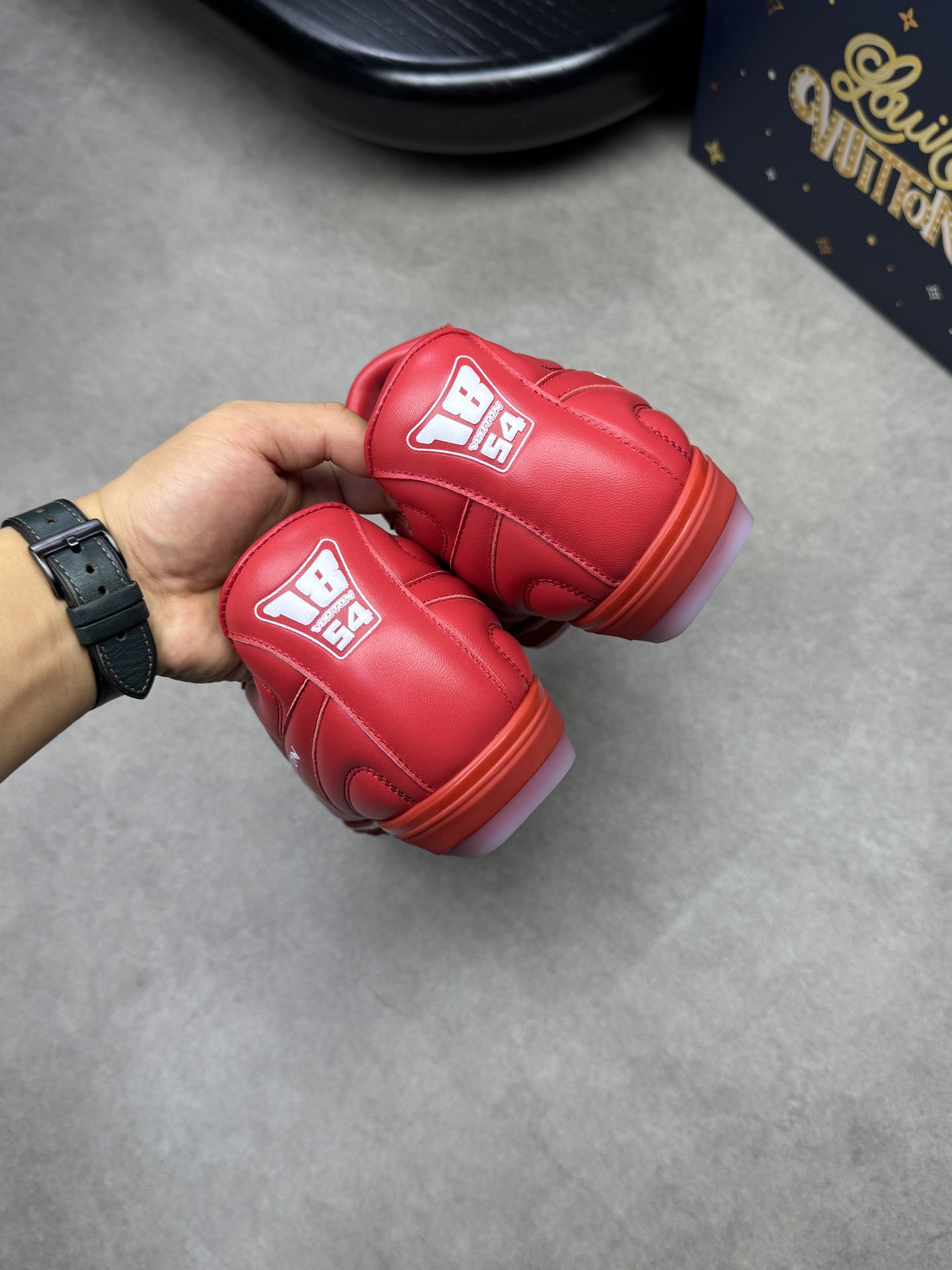 Louis Vuitton Red Leather Sneakers Casual Shoes for Men and Women 9 i1741890599 6483 7