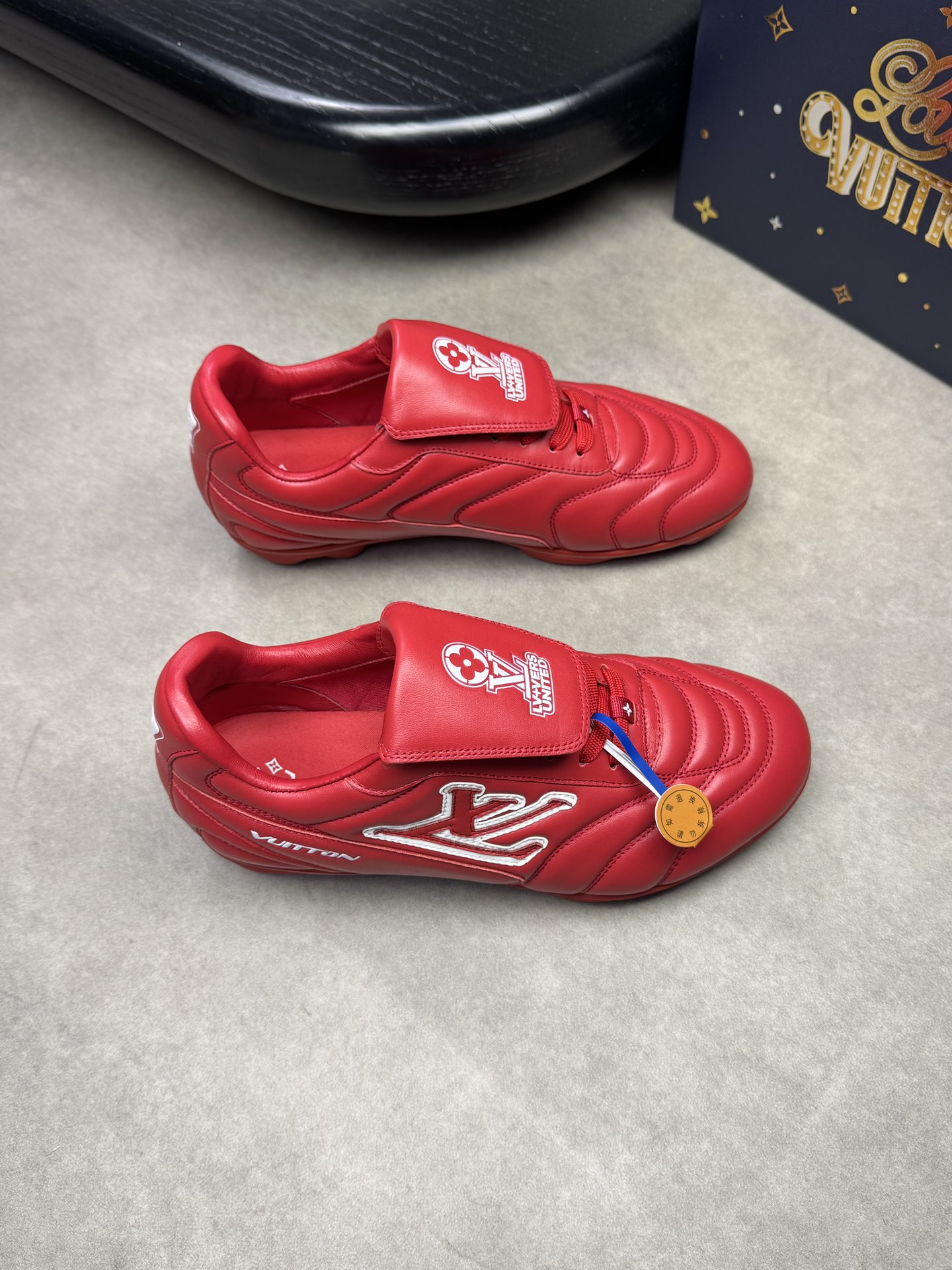 Louis Vuitton Red Leather Sneakers Casual Shoes for Men and Women