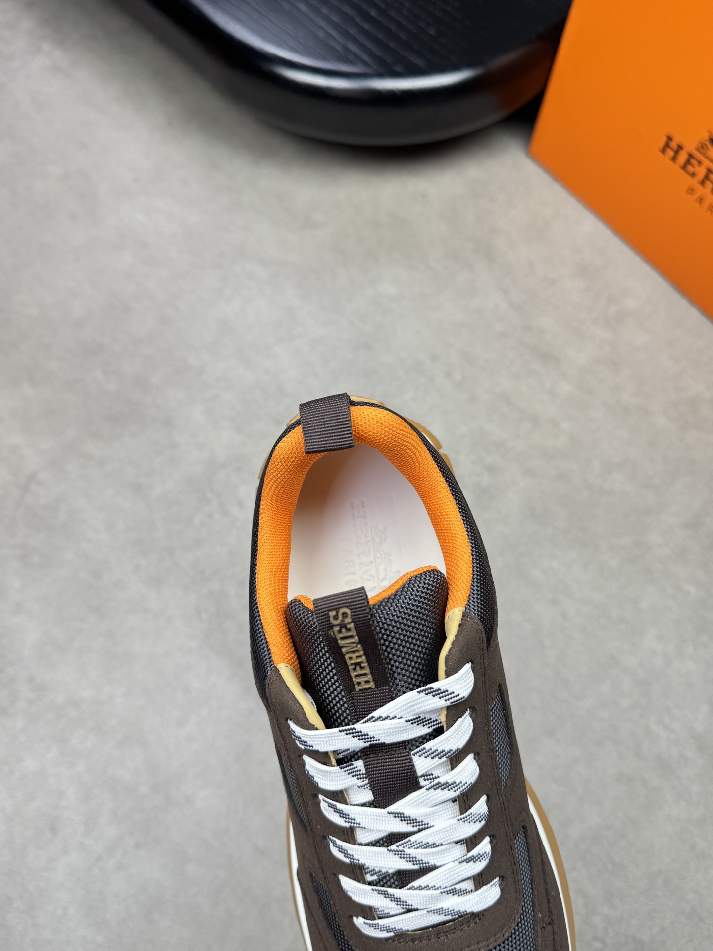 Hermes Men's Brown Suede & Canvas Casual Sneakers Designer H0372 Shoes 8 i1742020487 197 6