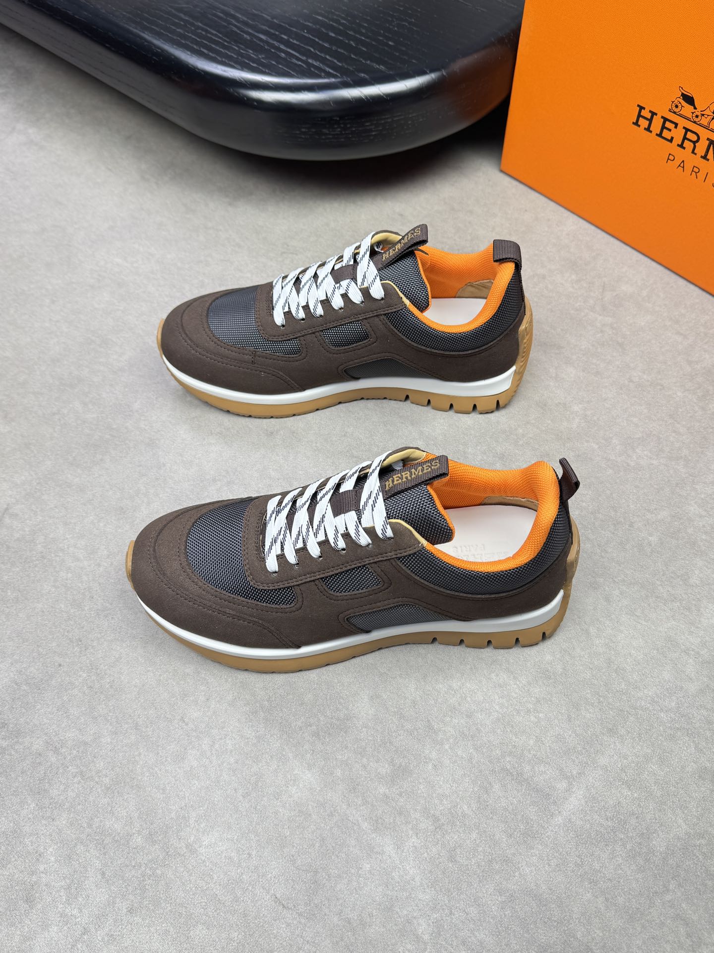 Hermes Men's Brown Suede & Canvas Casual Sneakers Designer H0372 Shoes 4 i1742020487 4272 2