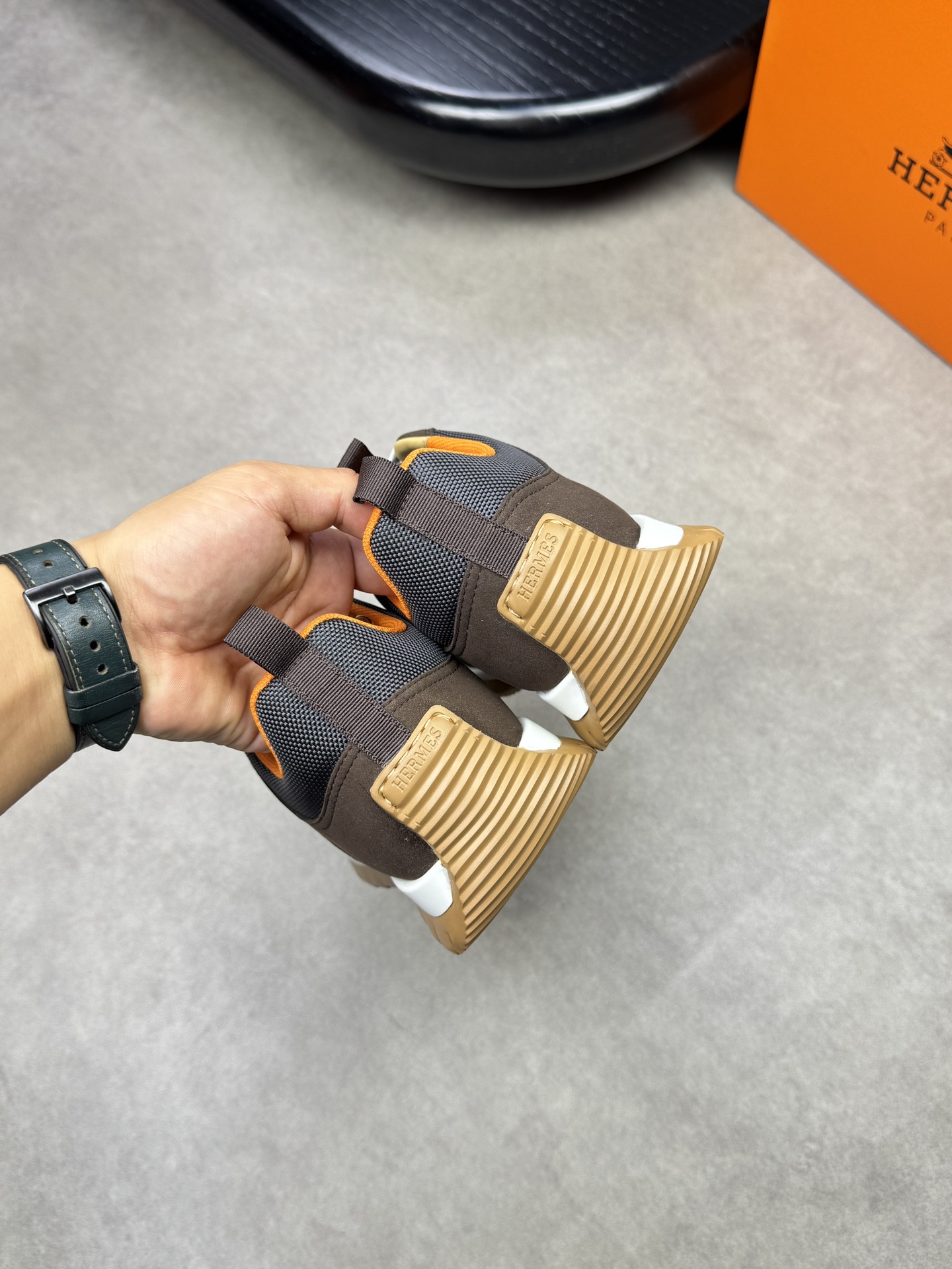 Hermes Men's Brown Suede & Canvas Casual Sneakers Designer H0372 Shoes 9 i1742020487 825 7