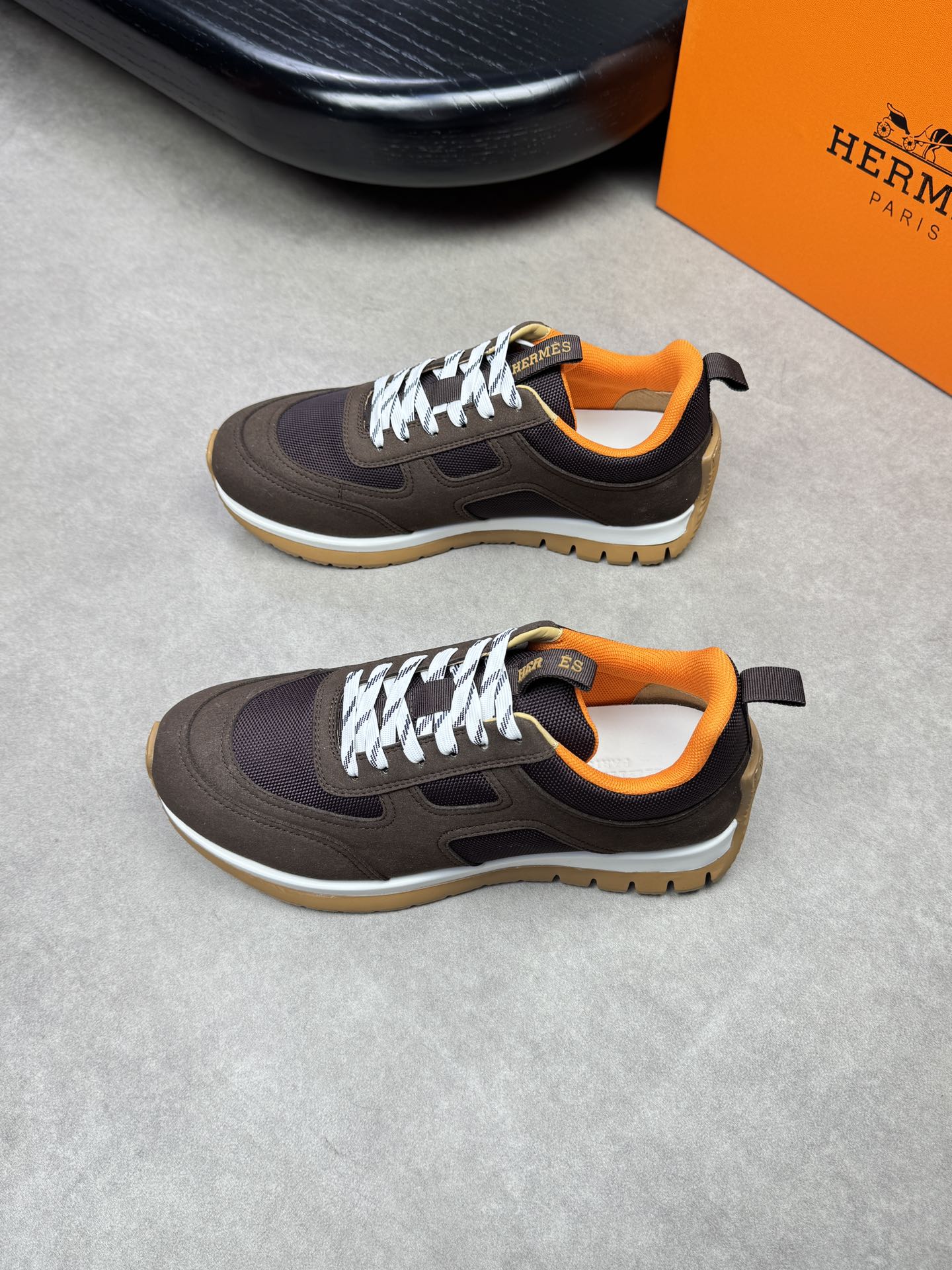 Hermes Men's Brown Suede & Canvas Casual Sneakers Designer H0372 4 i1742020512 5185 2