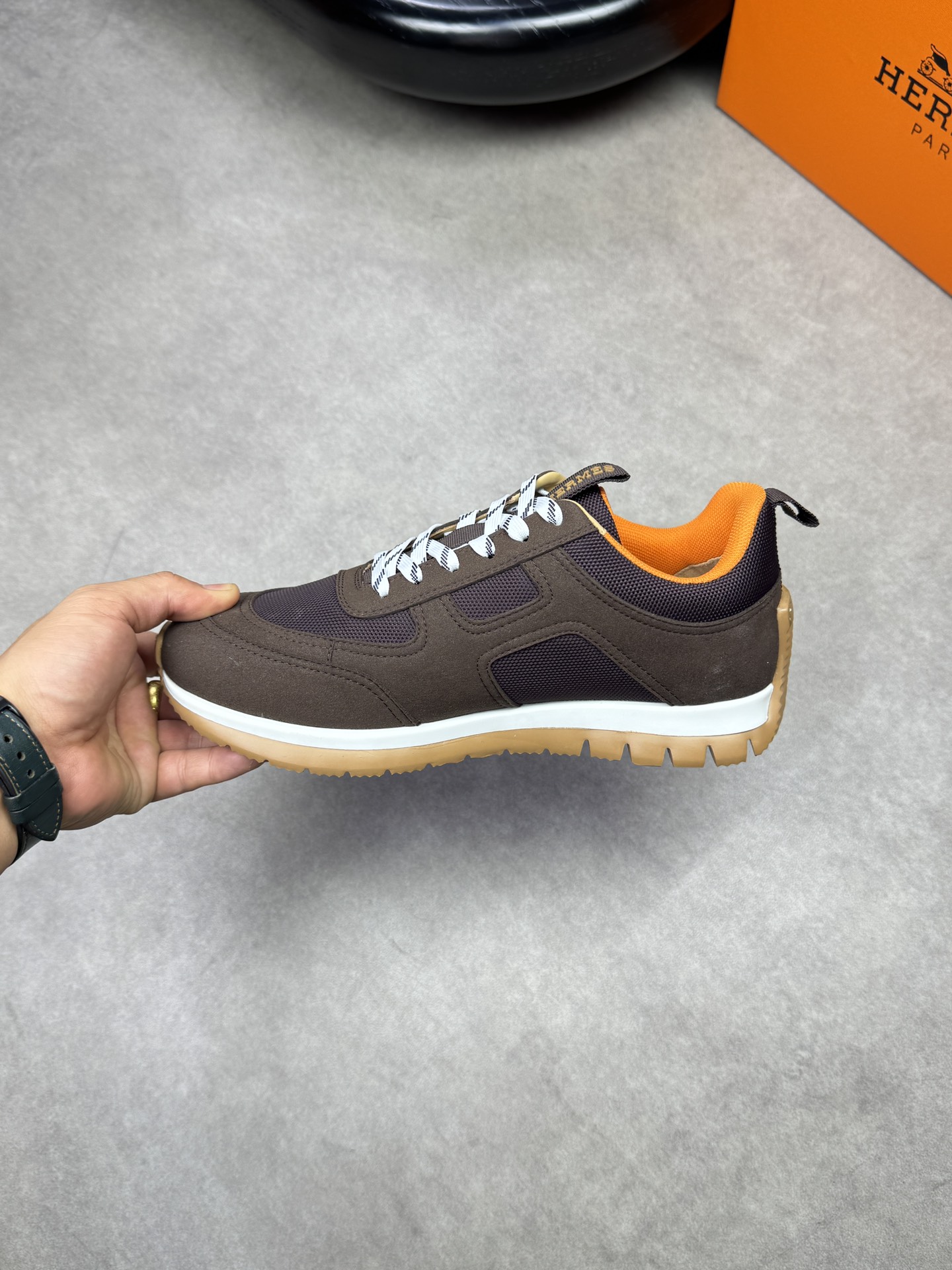 Hermes Men's Brown Suede & Canvas Casual Sneakers Designer H0372 6 i1742020512 7752 4