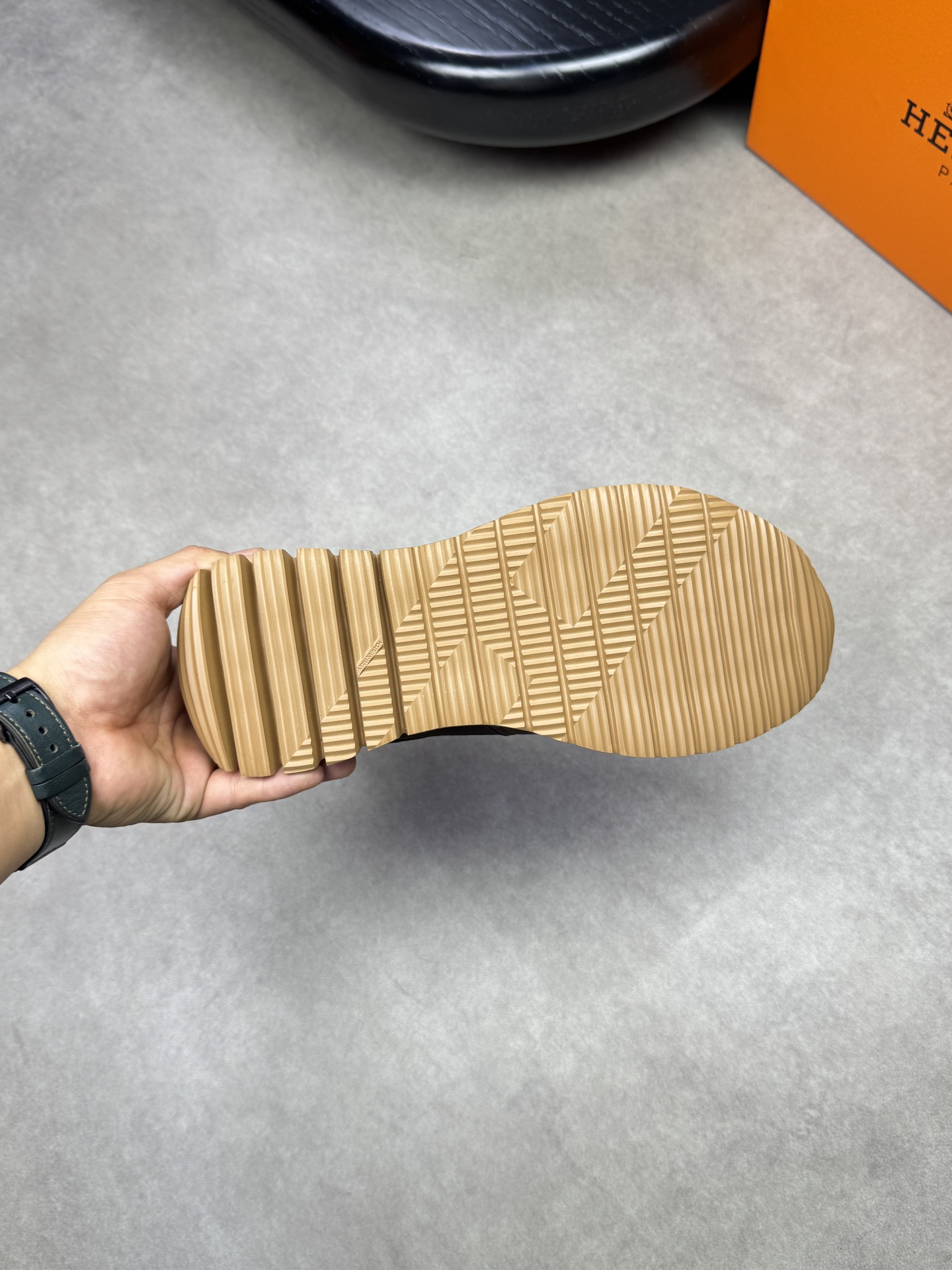 Hermes Men's Brown Suede & Canvas Casual Sneakers Designer H0372 10 i1742020512 8155 8