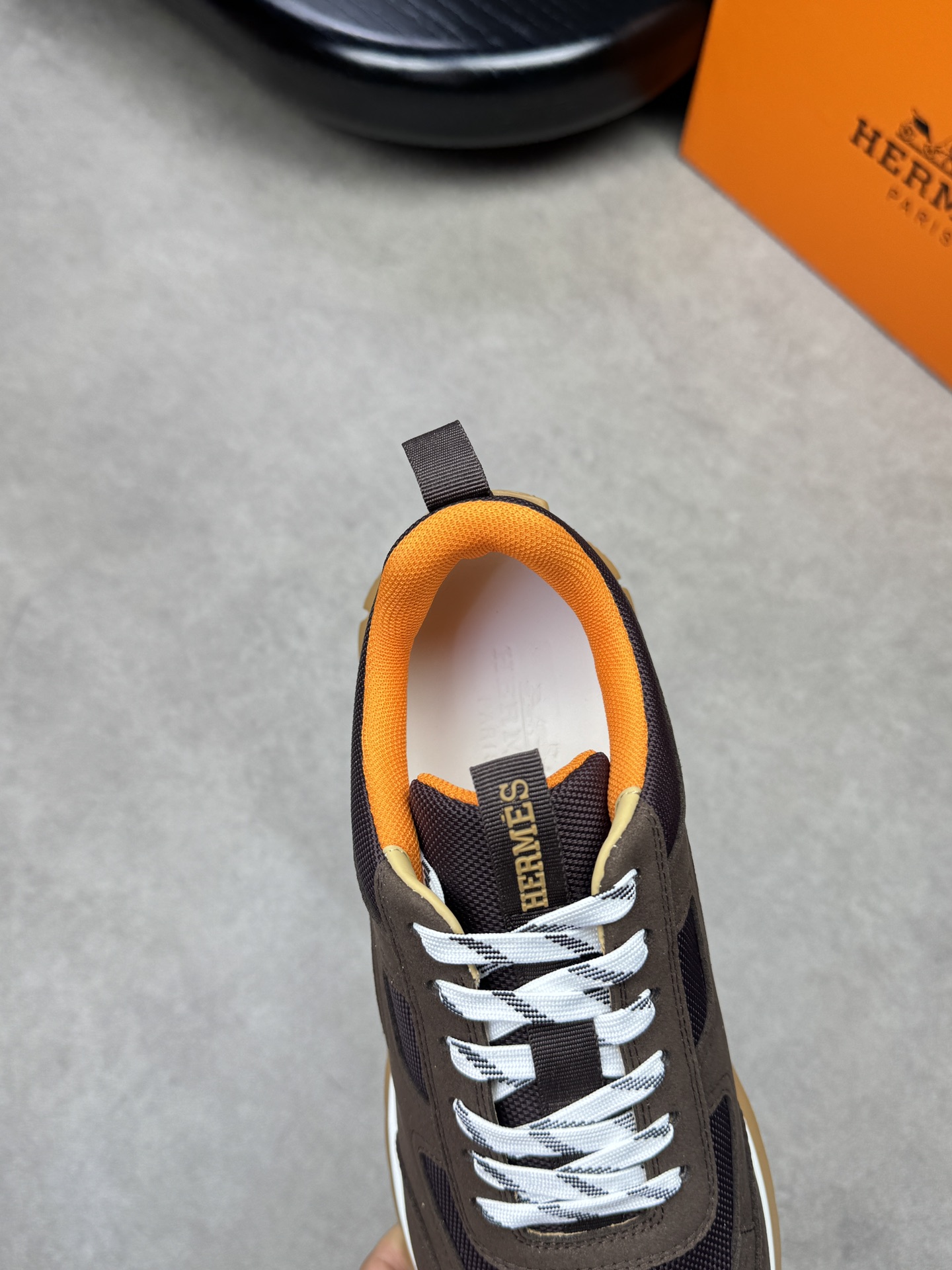 Hermes Men's Brown Suede & Canvas Casual Sneakers Designer H0372 8 i1742020512 990 6