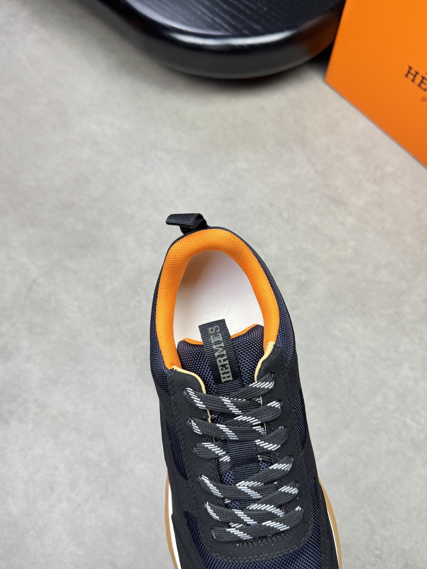 Hermès Men's H0372 Casual Sneakers in Black with Signature Canvas Detail 8 i1742020556 5120 6