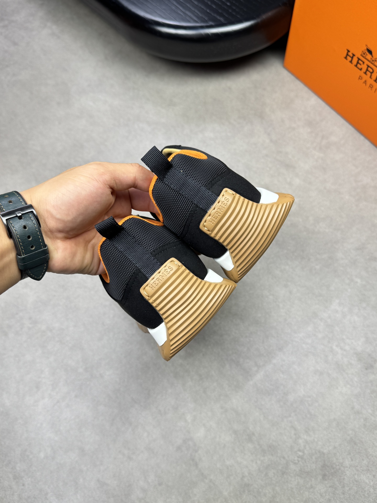 Hermes Men's Black Suede and Canvas H Totem Sneakers - Casual and Stylish 9 i1742020578 8262 7